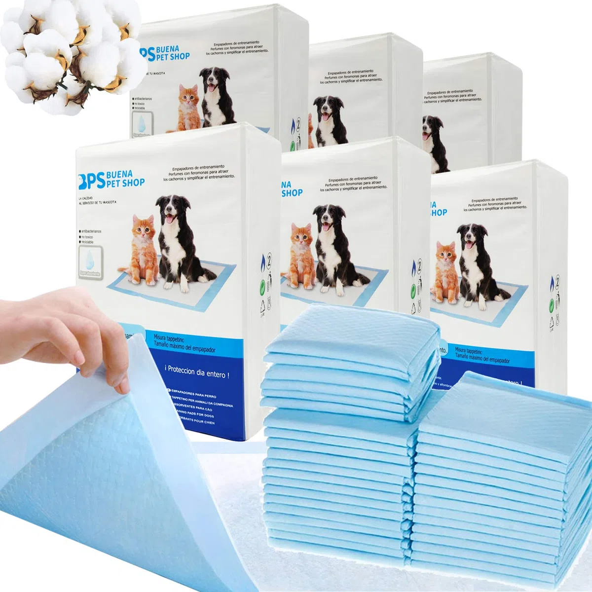 BPS 180x Empapadores Perros Gatos Alfombrilla Higiénica de Entrenamiento para Mascotas Ultra Absorbente 60cm*60cm BPS-2168 * 06…