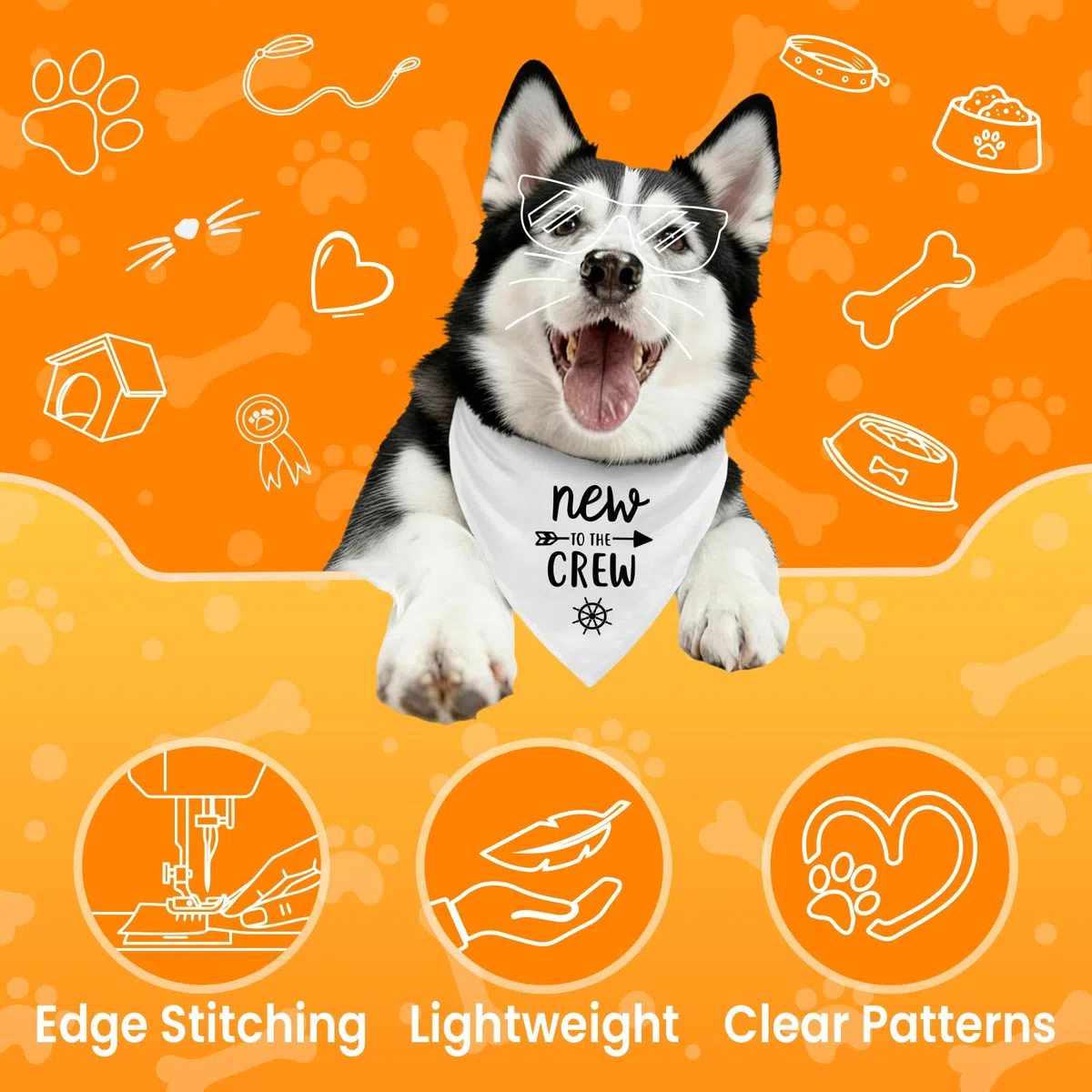 New to The Crew - Bandana para perro, anuncio de nuevo cachorro, revelación de género, regalo para nuevos propietarios, bandana para cachorros, regalos para dueños de perros, baberos triangulares