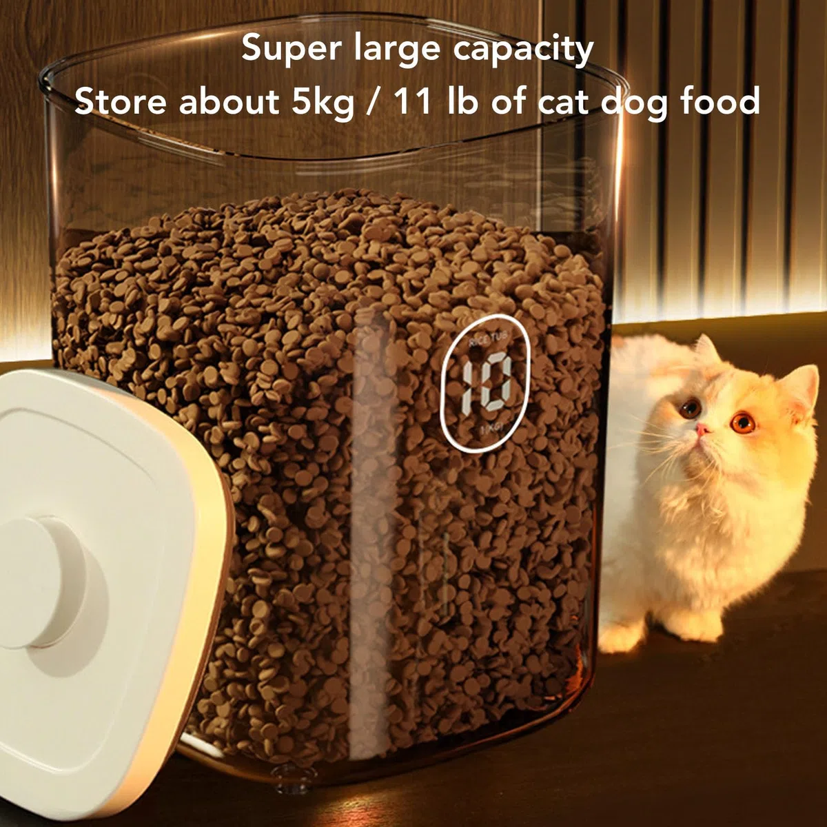 Contenedor de Almacenamiento de Alimentos de Mascotas 10L, Botes de Aire Acondicionado de Mascotas Robustas, Recipiente Sellado de Vacío Grande con Protección de la Luz Solar