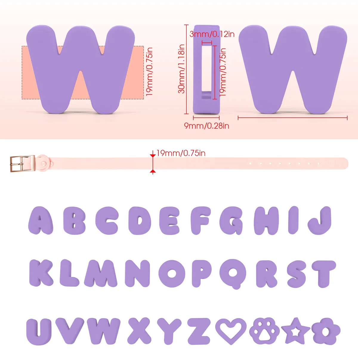 Wisedog Letras de dibujos animados de silicona