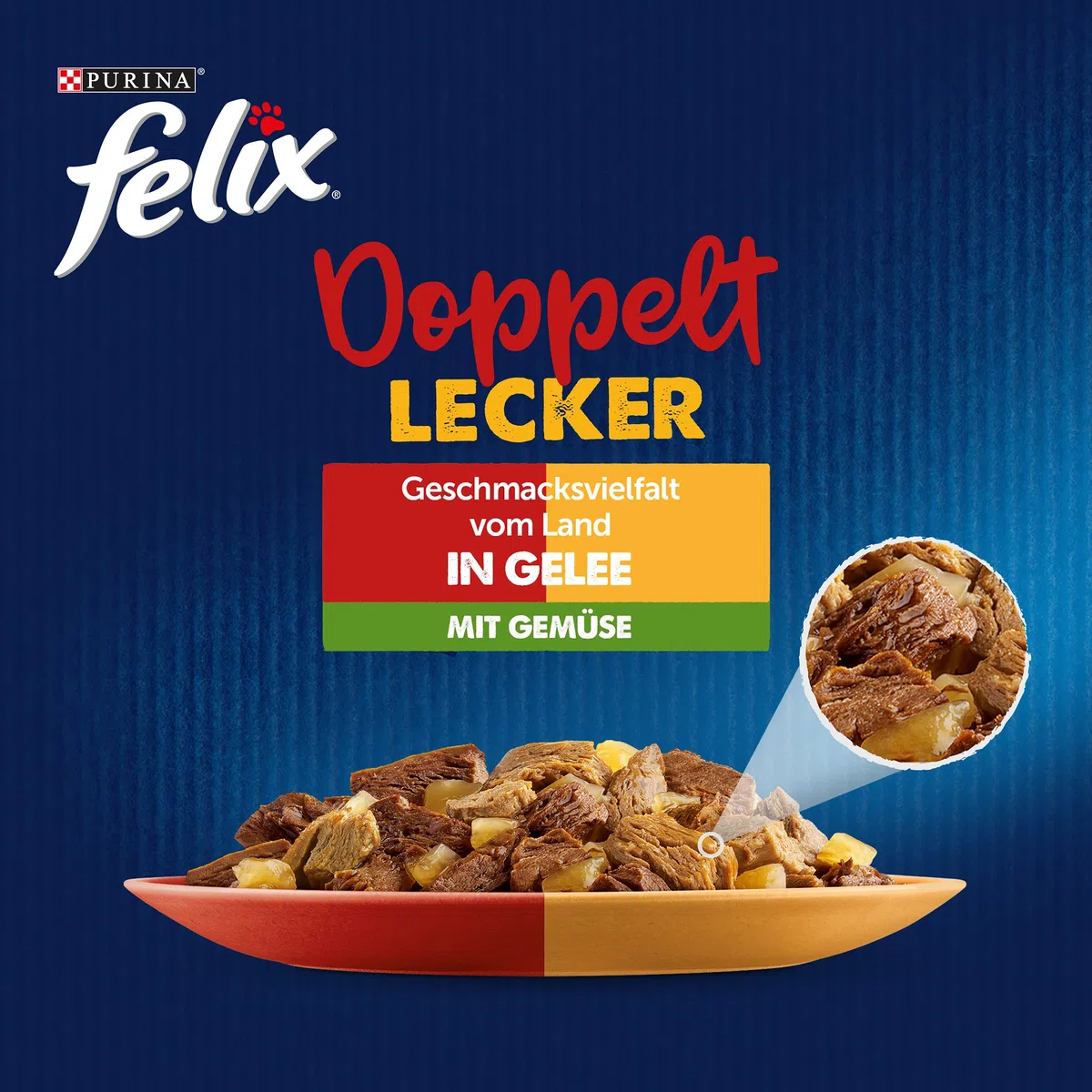Felix Comida para Gatos Doble Deliciosa húmeda en gelatina, Mezcla de variedades, 4 Unidades (4 x 24 Bolsas de 85 g)