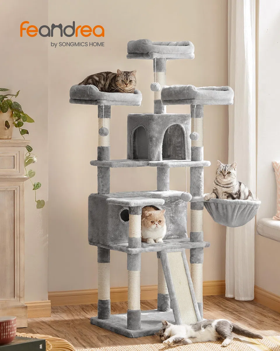Feandrea Árbol para Gatos, XXL,169 cm, Gris Claro PCT019W01