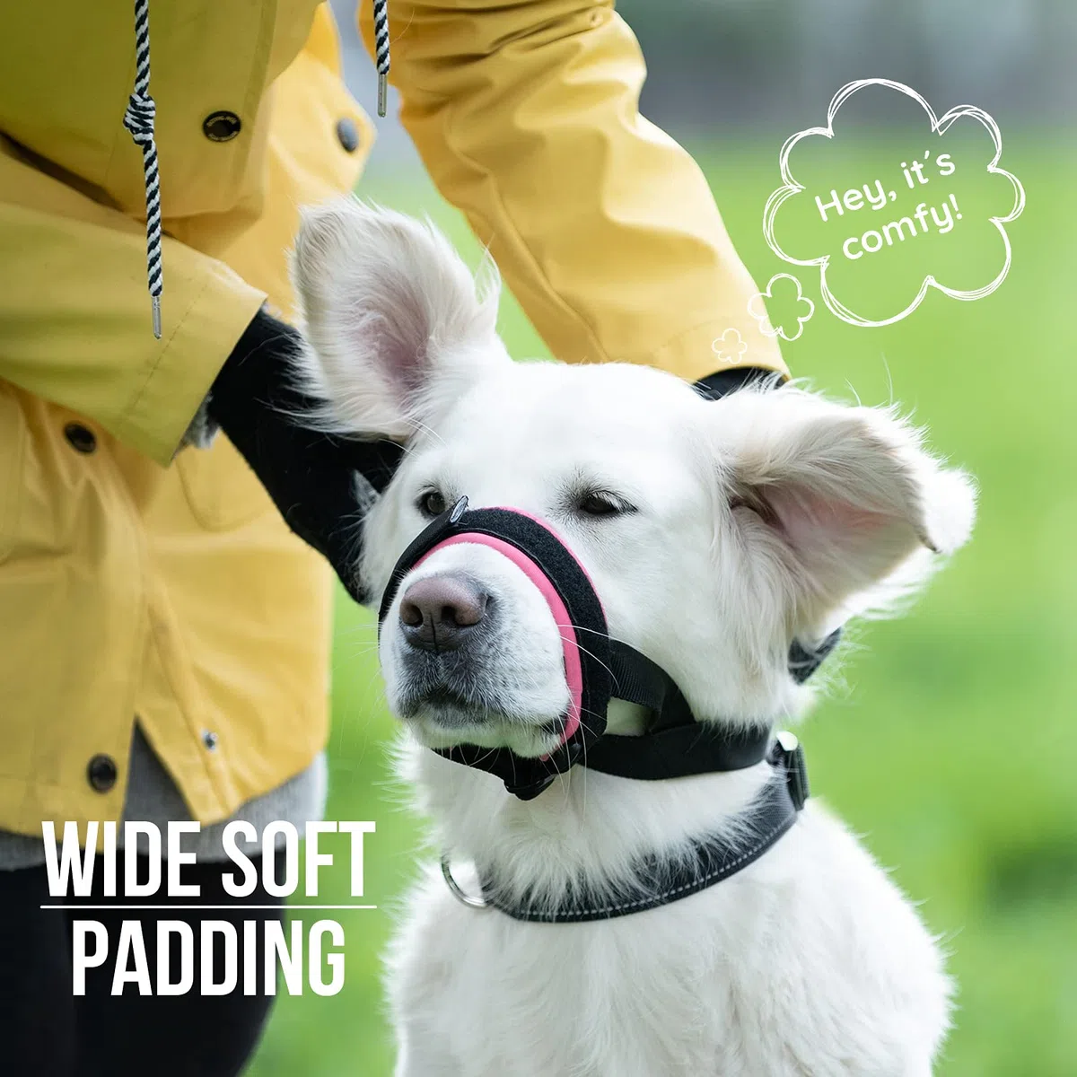 GoodBoy Protector de bozal Suave para Perros, Evita mordeduras y masticaciones no deseadas de Forma Segura, Nuevo Ajuste Seguro, Acolchado de Neopreno Suave, no más Rozaduras, guía de Entrenamiento