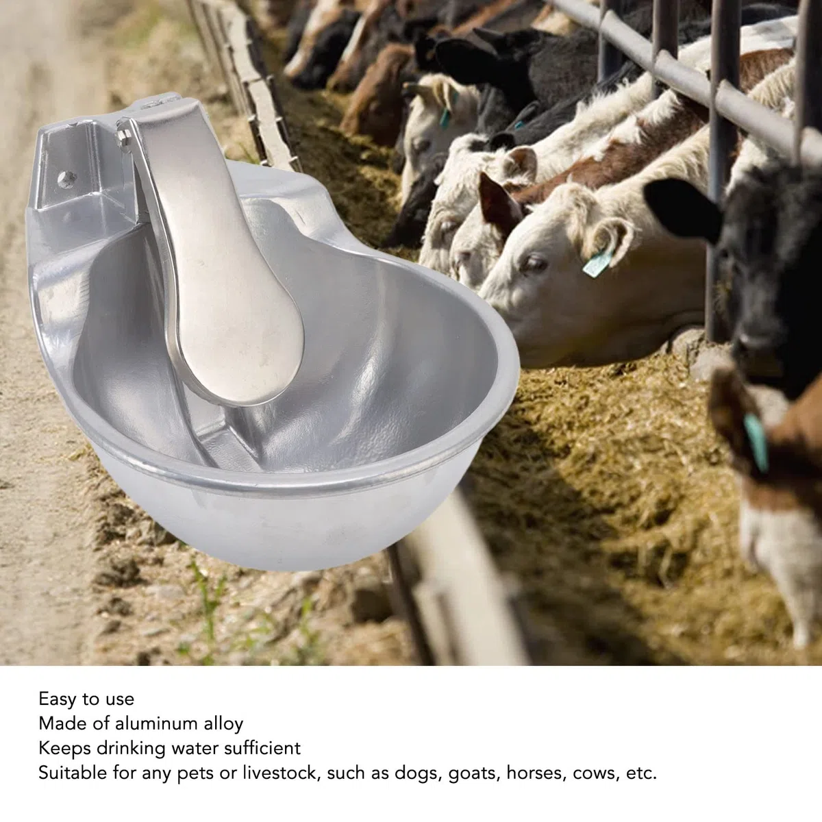 Bebedero Automático, Kit de Aleación de Aluminio para Bebedero de Ganado, Espesado Robusto Ahorrador de Agua para Ganado, para Caballo Ganado Oveja Burro Perro, Fácil de Limpiar