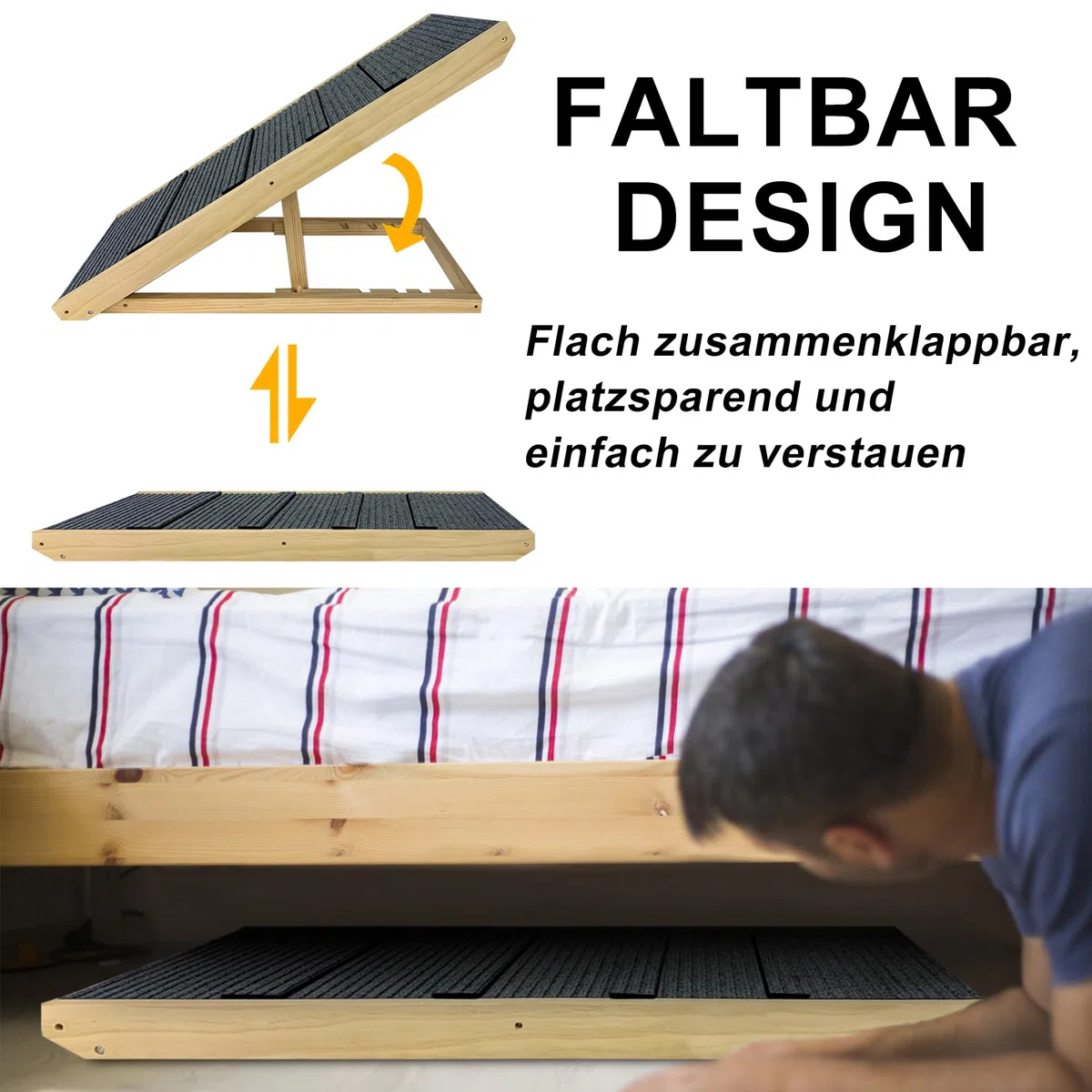 YRHome Lámpara plegable para perros de madera, para cama, sofá o coche, escaleras para mascotas, hasta 100 kg, portátil, para gatos, altura regulable, con inserto antideslizante,100 cm