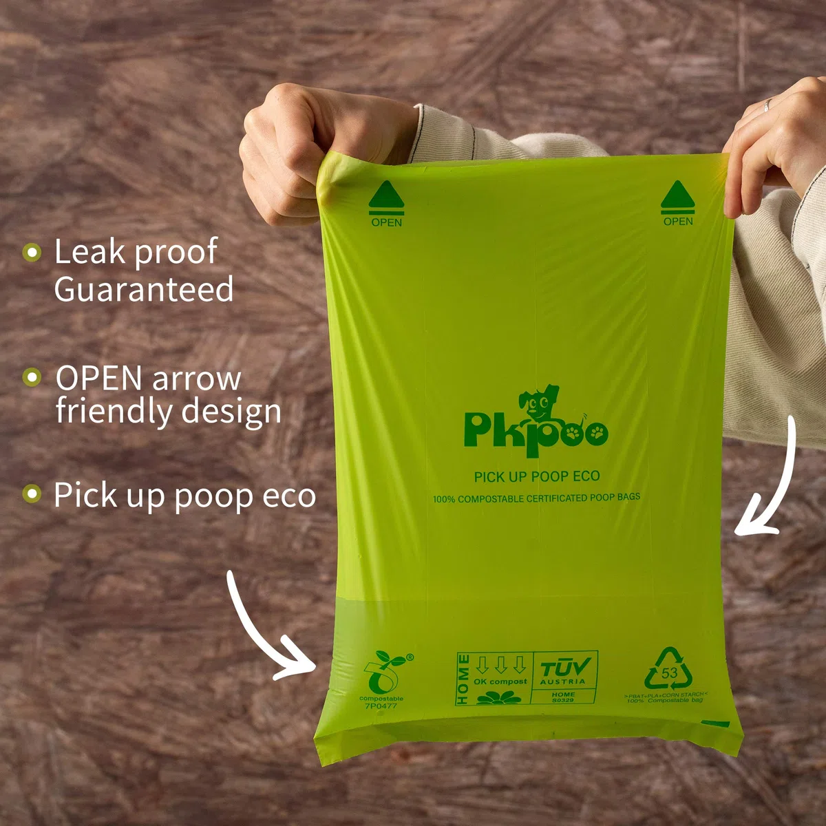 Bolsas para excrementos compostables certificadas, bolsas para excrementos a base de plantas para perros, bolsas de basura sin perfume – a base de vegetales, extra gruesas con 100% a prueba de fugas