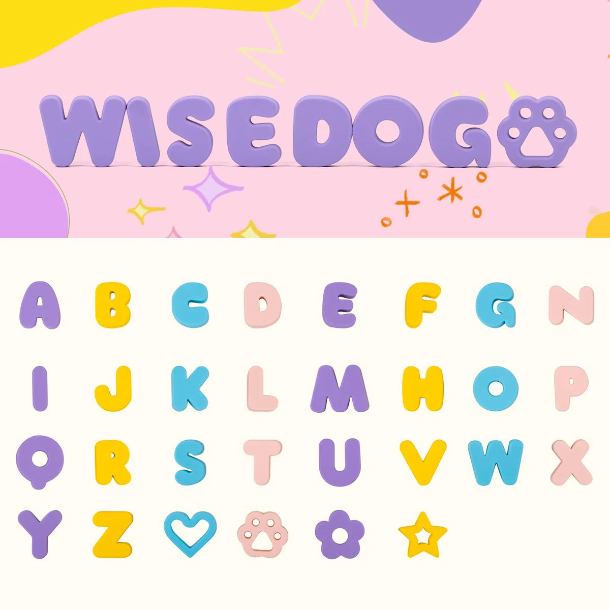 Wisedog Letras de dibujos animados de silicona