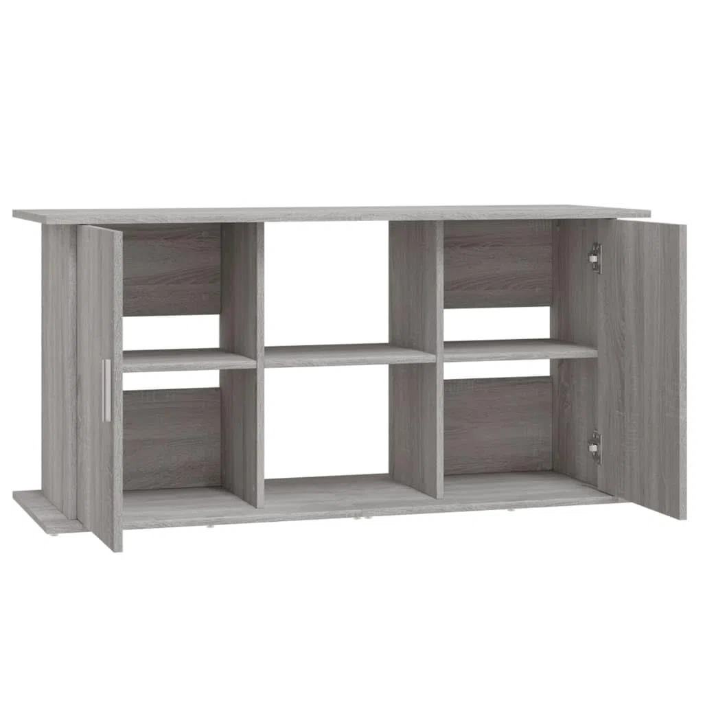 Mangloder Soporte para acuario, gris Sonoma, 121 x 41 x 58 cm, material de madera, armario para acuario, armario para acuario, estantería con espacio para alimentos para peces, accesorios, filtro en