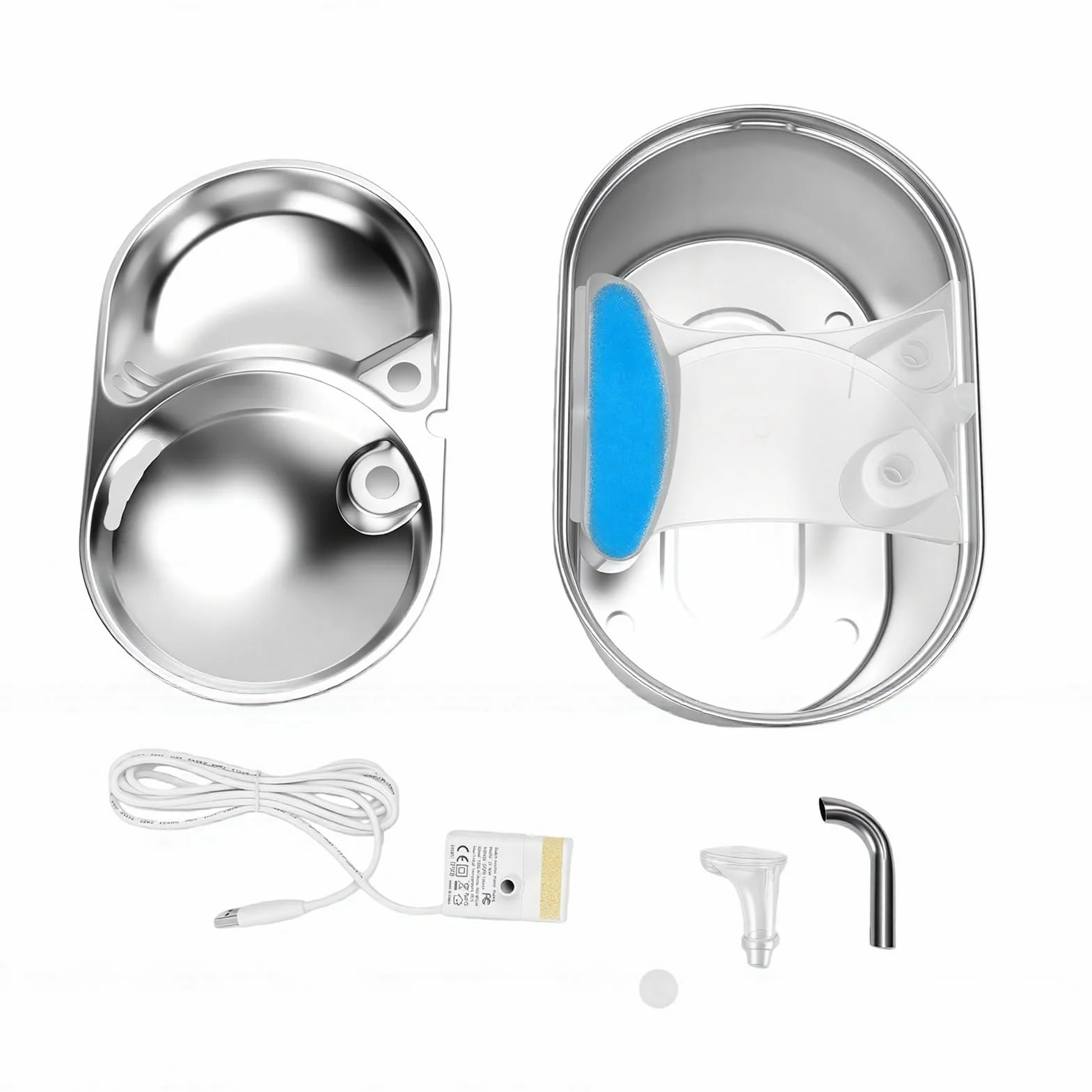 Diyeeni Fuente de Agua para Gatos de Acero Inoxidable, Dispensador Automático de Comida para Gatos de 3L, Bebedero Temporizado para Mascotas, Alimentador de Cuenco de Agua Corriente