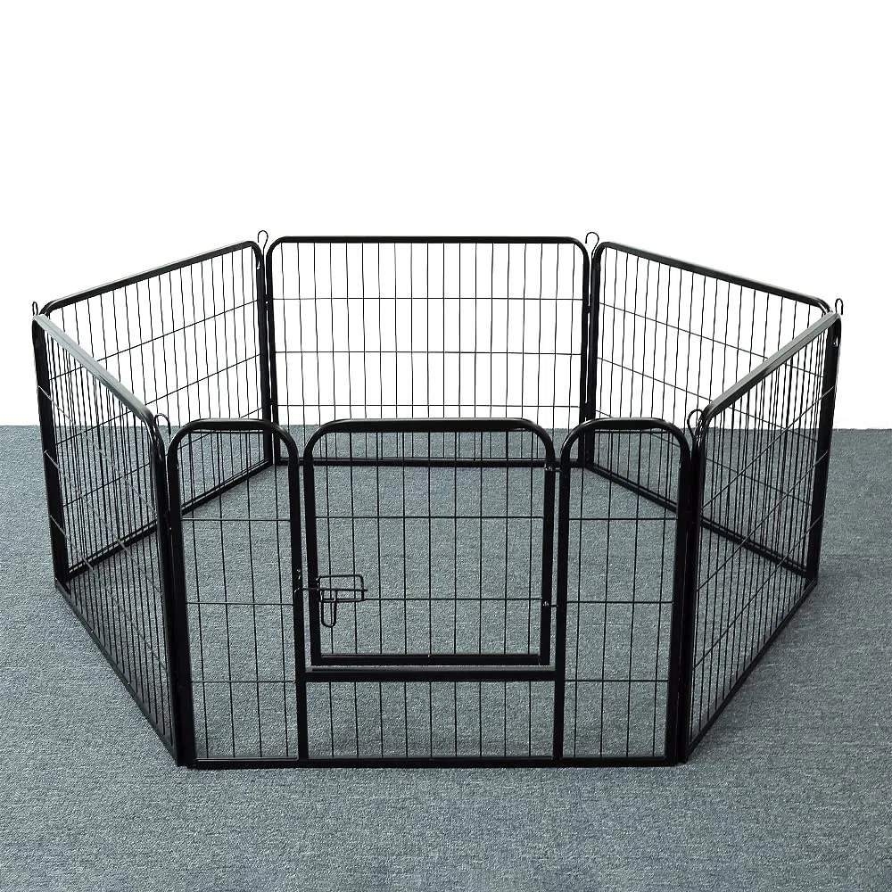 Parque Recinto para perros cachorro conejo roedor valla de metal para ejercicio plegable, 80 x 60 cm (8 piezas)