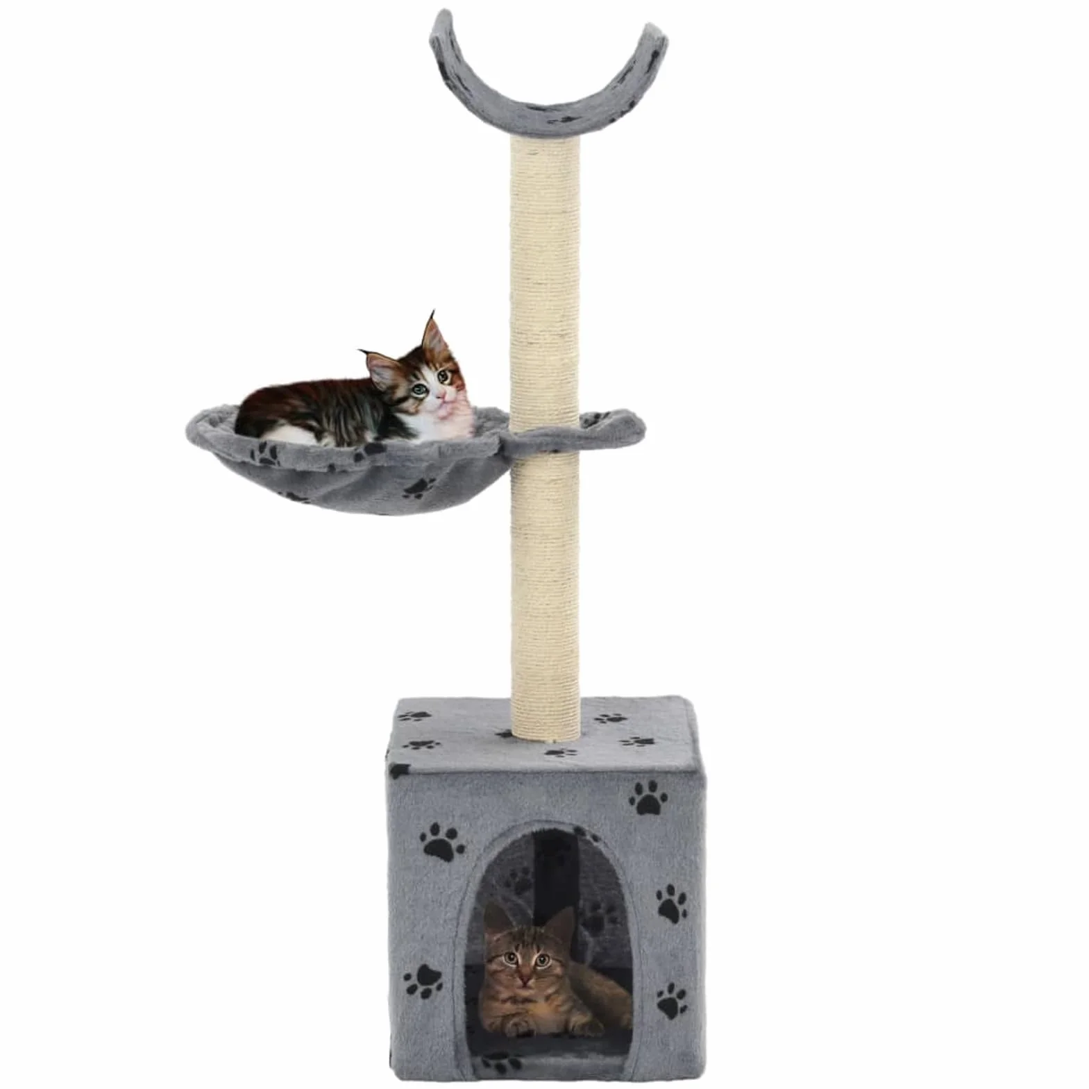 ShGaxin Rascador para Gatos con Poste de sisal 105 cm Huellas Gris, Rascador Gato, Arbol Rascador para Gatos, Gatos Accesorios, Torre Gatos, Arranhador para Gatos, Casa para Gatos