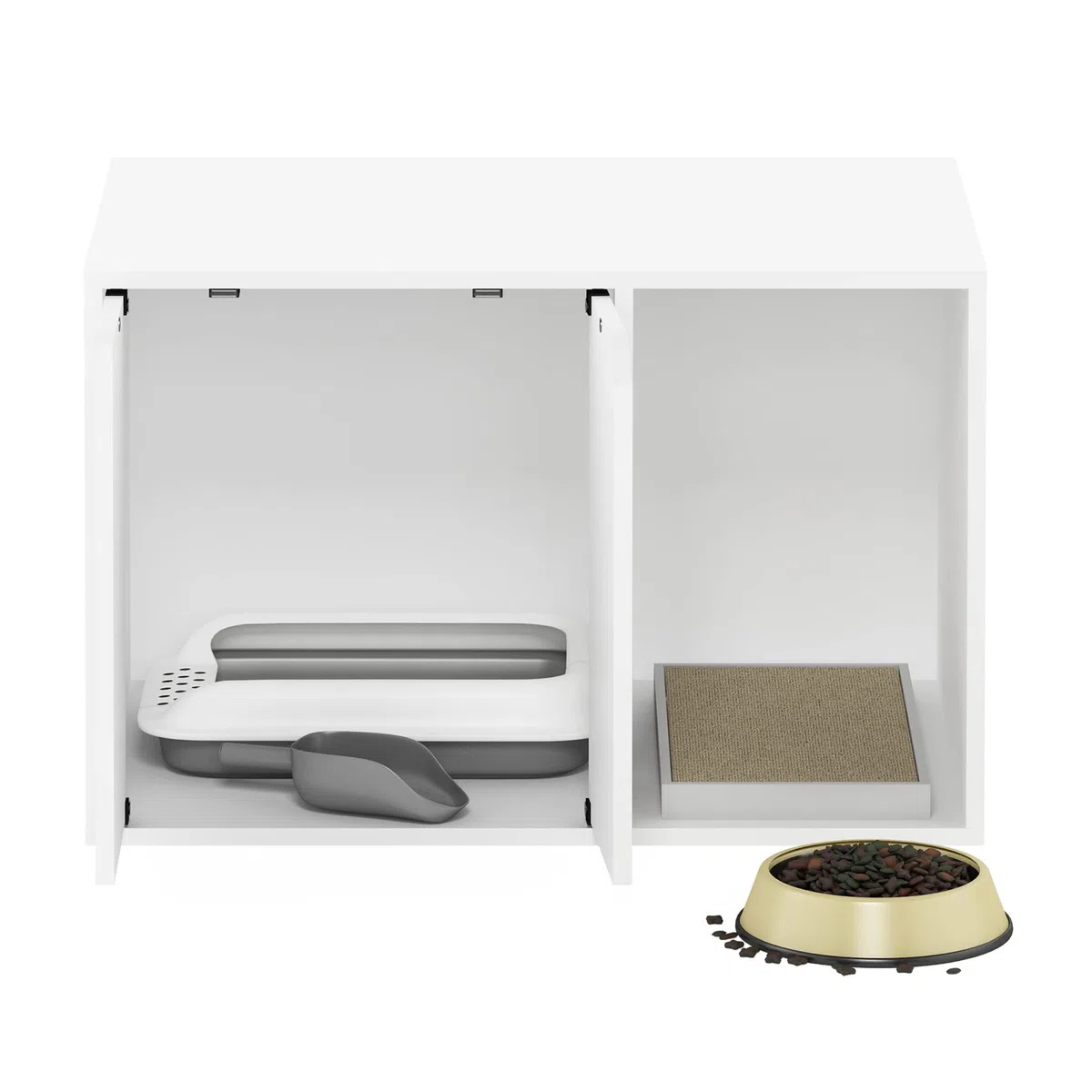 Furinno Peli - Mesa auxiliar pequeña con caja de arena, color blanco