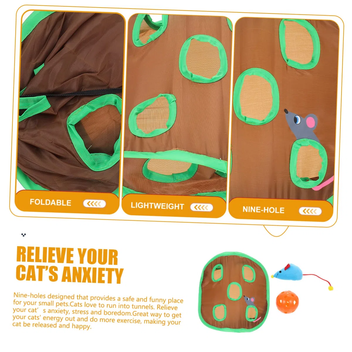 DOITOOL 4juegos Túnel Interactivo para Gatos Diseño De Nueve Agujeros Juguete De Exploración para Estimulación y Ejercicio Diario De Mascotas