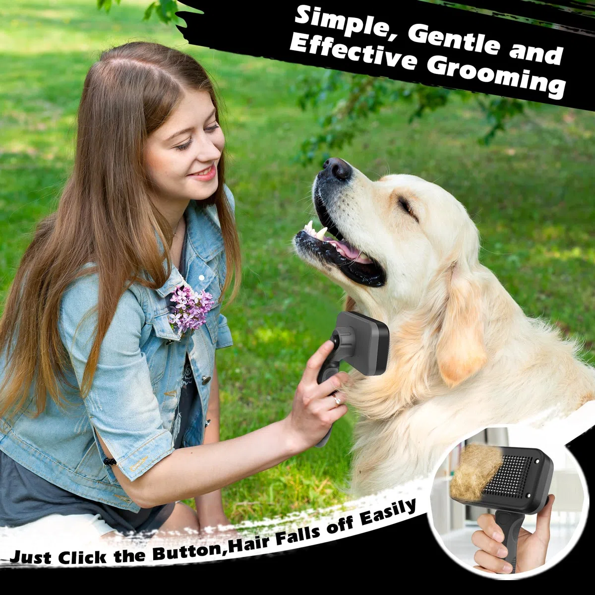Augwind 3 cepillos para perros, cepillo para perros para desprendimiento, cepillo para perros, peine para perros, suministros premium para mascotas (gris negro)
