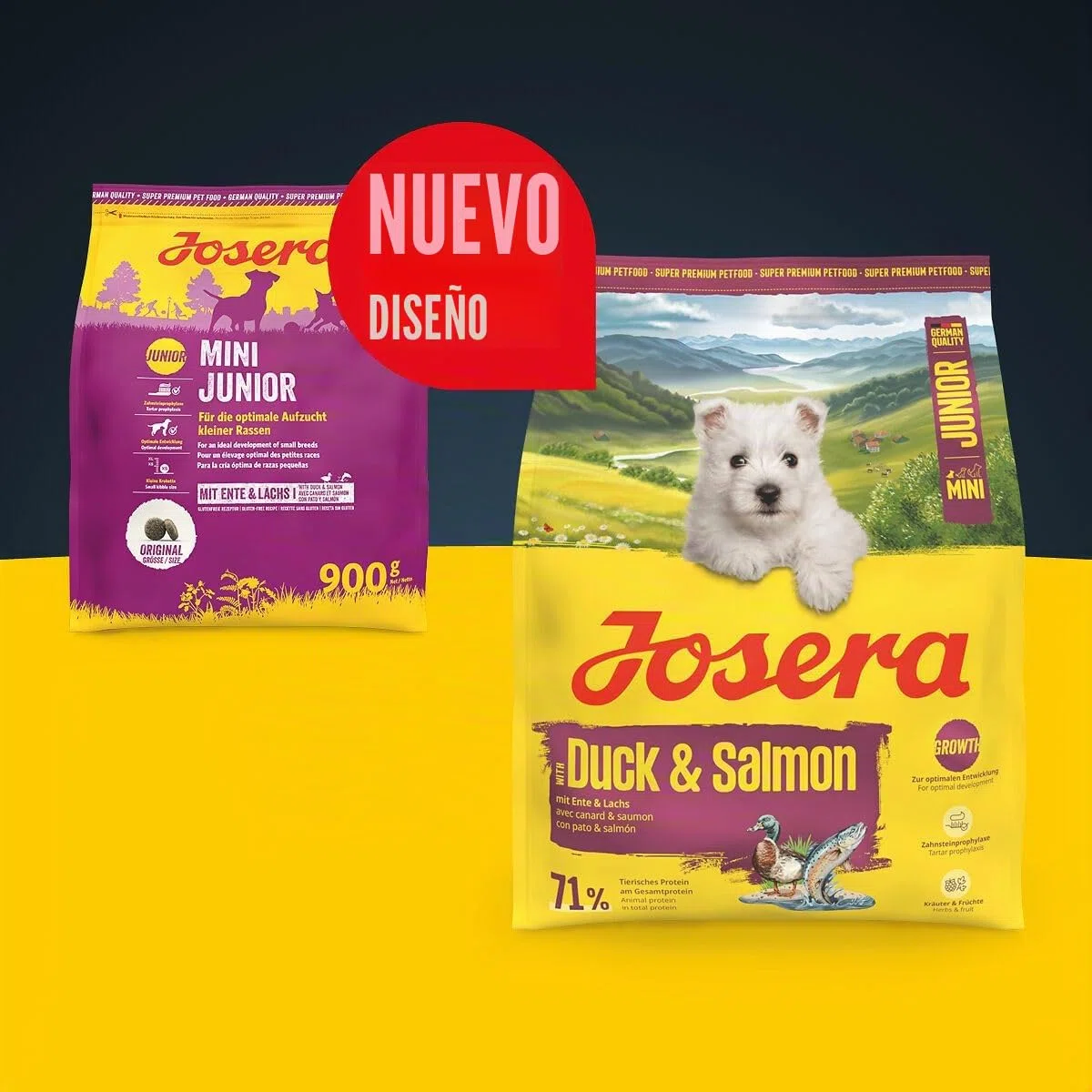 JOSERA Mini Junior Pato y salmón (1 x 10 kg) | Pienso seco de primera calidad para perros en crecimiento de hasta 10kg | Pienso para cachorros sin gluten para un desarrollo óptimo | Croquetas pequeñas