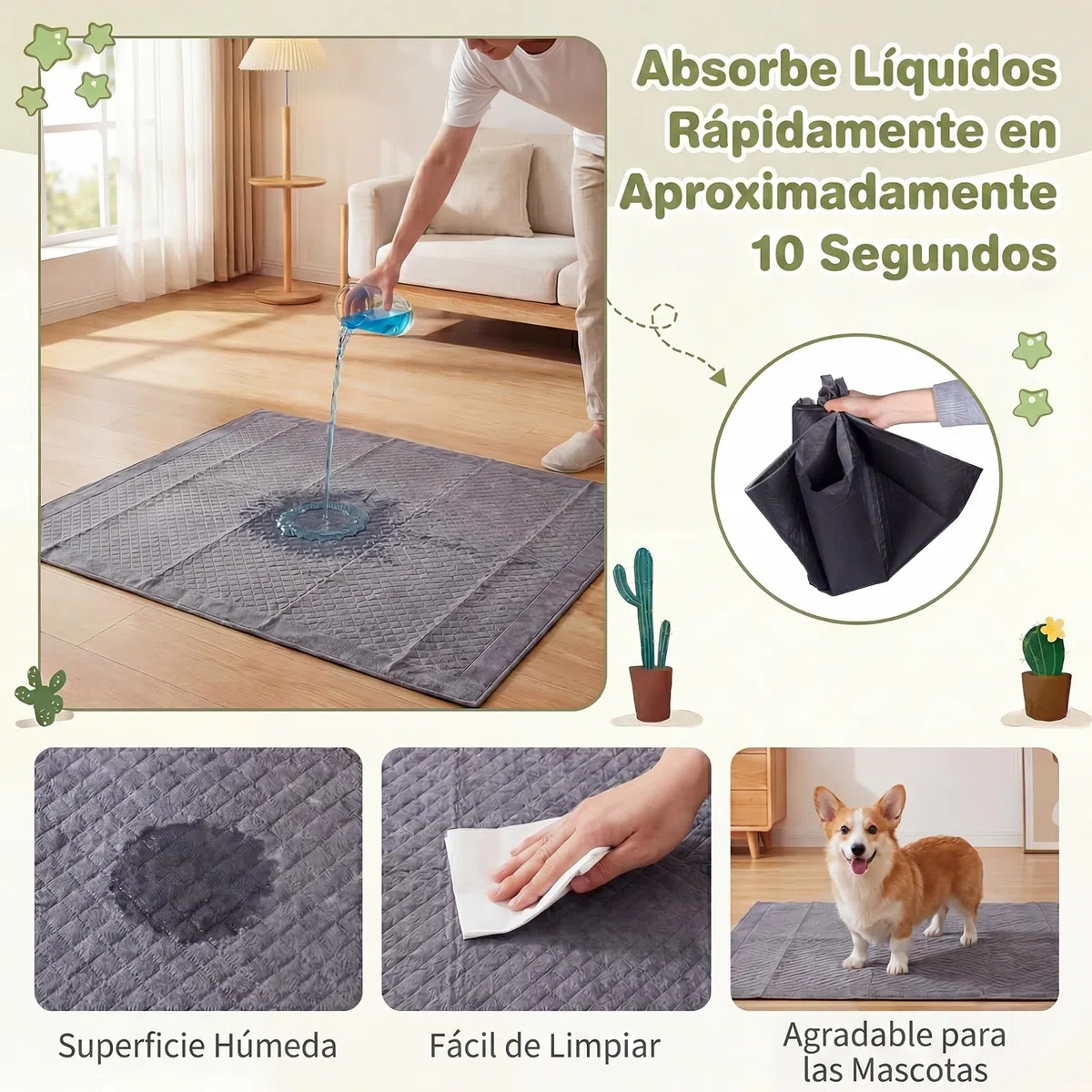 GYMAX Empapadores de Adiestramiento para Perros , 60 x 60cm Almohadillas de Orina Súper Absorbentes Desechables con 6 Capas, Absorbe Olores, Carbón Activo, a Prueba de Fugas, 150 Unidades, Gris