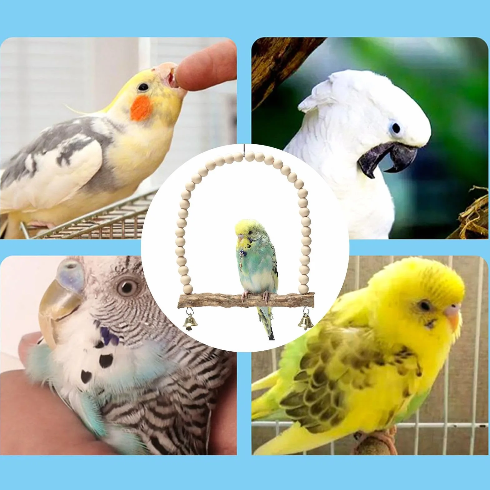 ArinkO Pochy - Percha Colgante Colorida con Cascabel para pájaros pequeños