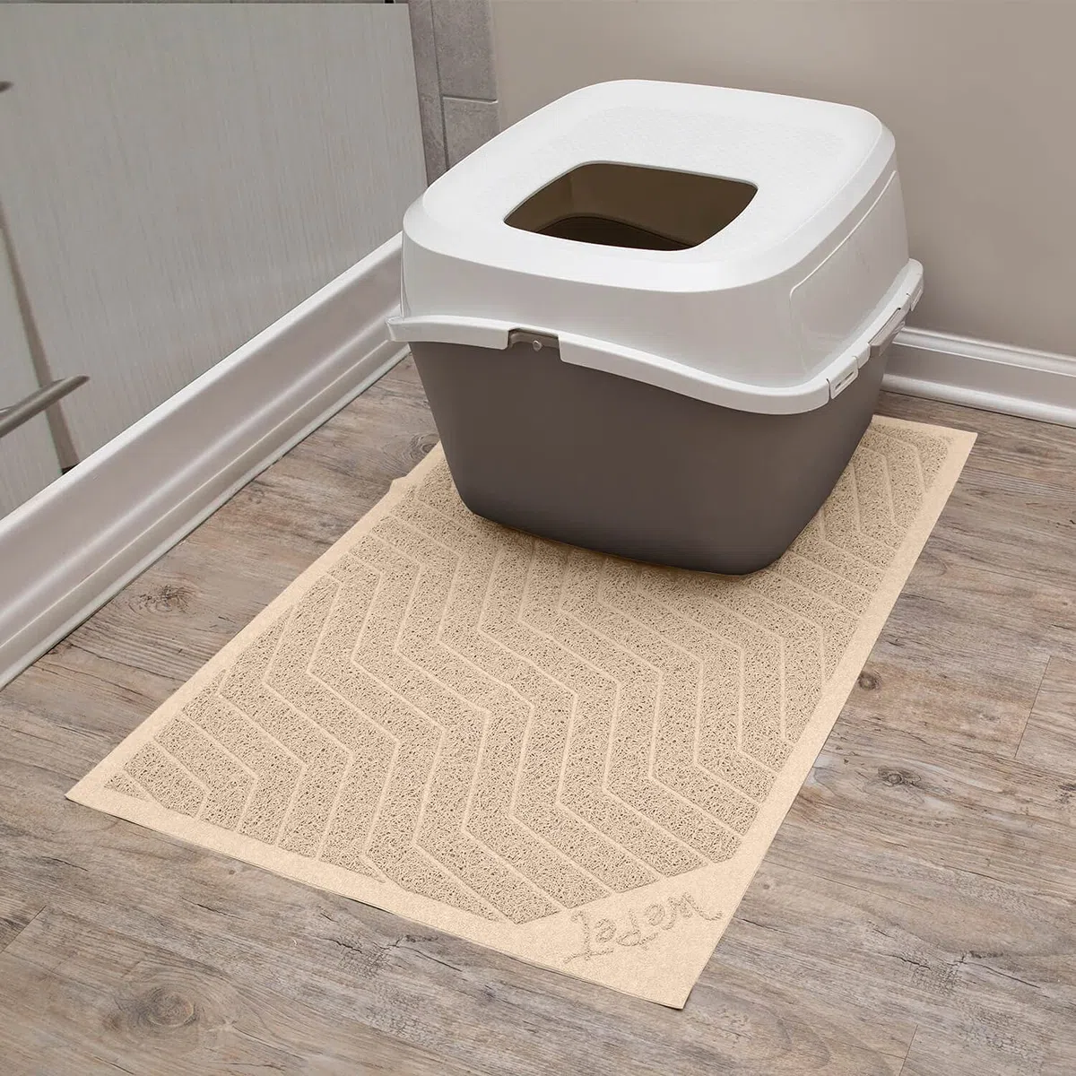 WePet - Alfombrilla de arena para gatos, tamaño grande, de PVC suave y duradero, sin ftalatos, resistente al agua, fácil de limpiar, lavable, control de dispersión, alfombra de caja de arena, 35 x 23
