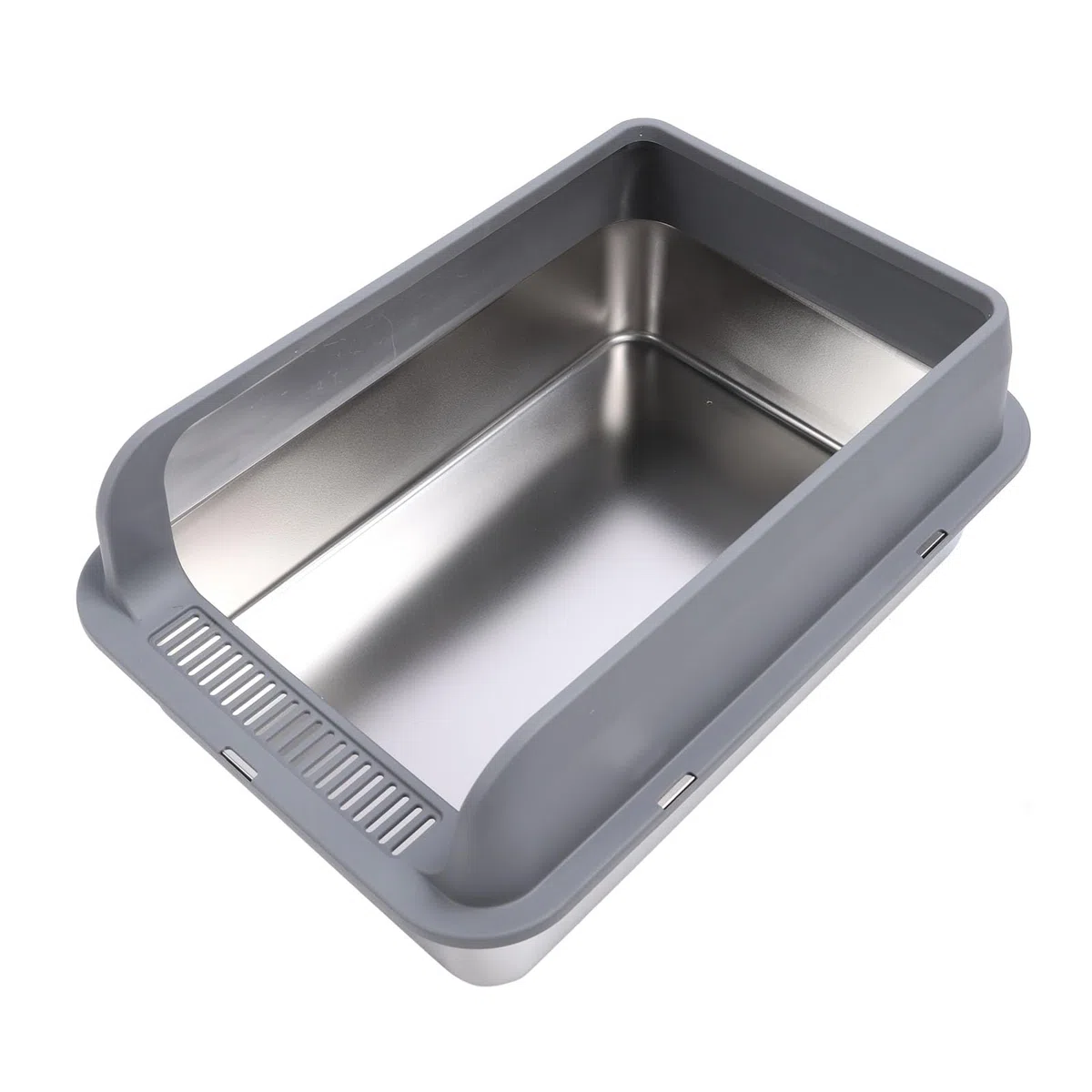 Caja de arena cerrada de acero inoxidable, caja de arena para gatos de cara alta con tapa, espacioso diseño semicerrado para gatos grandes, sin olor y fácil de limpiar (grande: aprox.