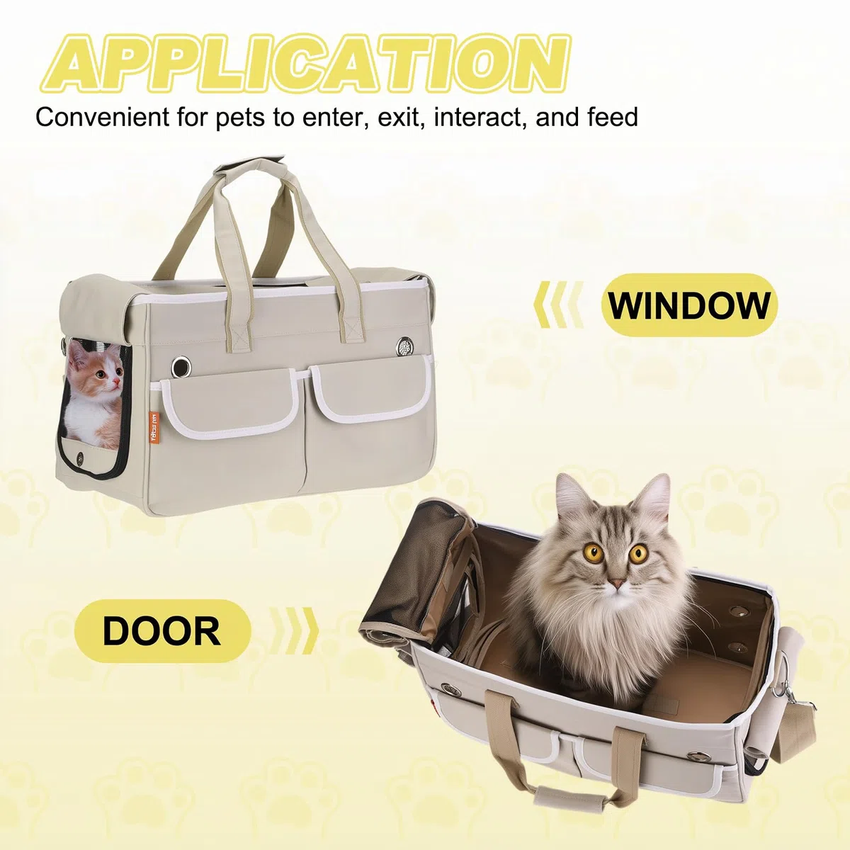 QUARKZMAN Transportador para Gatos para Mascotas, Cubierta Enrollable, Transportador para Perros Transpirable Bolsa De Viaje para Mascotas hasta 16.5 Lbs (Caqui),