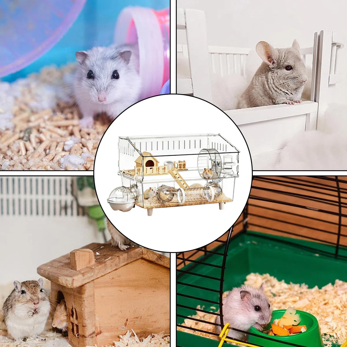 Hábitat para Hámster | 45x30x34,3 cm Desmontable con Enriquecimiento | Jaula para Roedores,Casa de Juego para Animales Pequeños para Viajes al Aire Libre