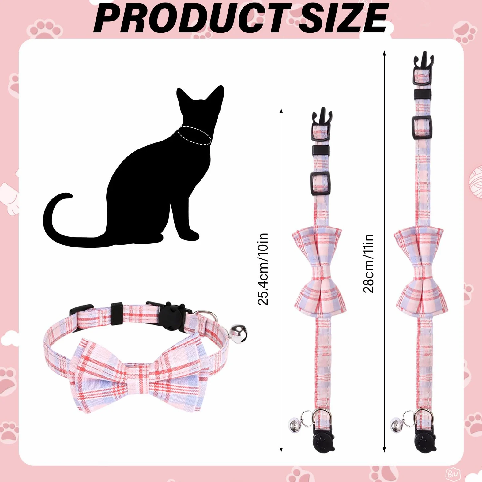 10 collares de gato con pajarita y campana, collares extraíbles para gatos, gatitos y cachorros