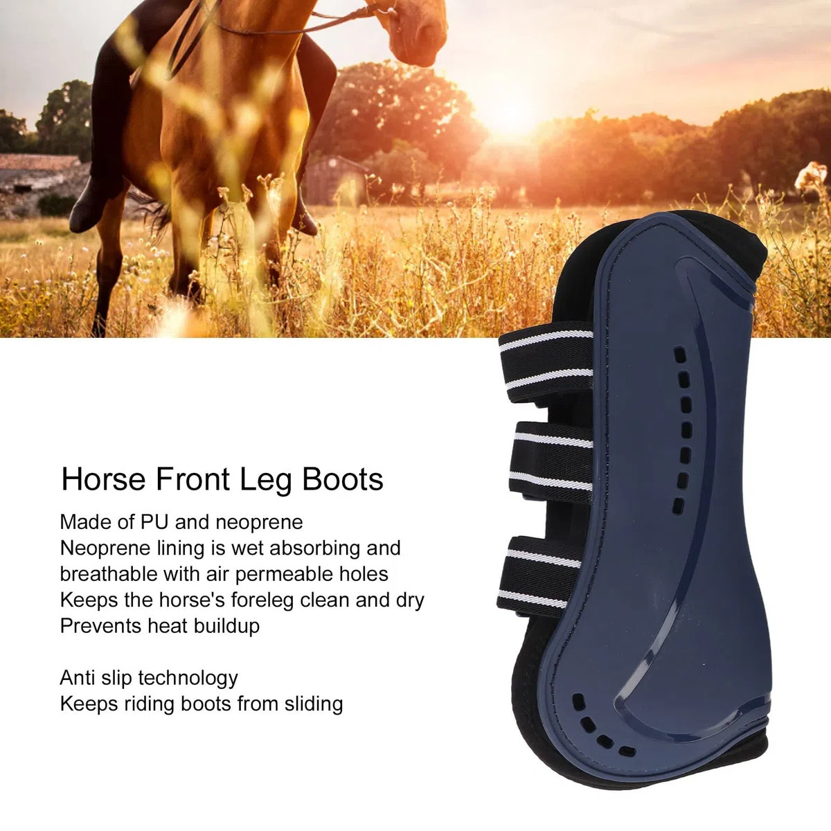 1 Par De Protectores De Piernas Delanteras para Caballos: Protectores De Piernas para Caballos Ligeros con Absorción De Impactos para Entrenamiento De Espectáculos De Salto, Azul