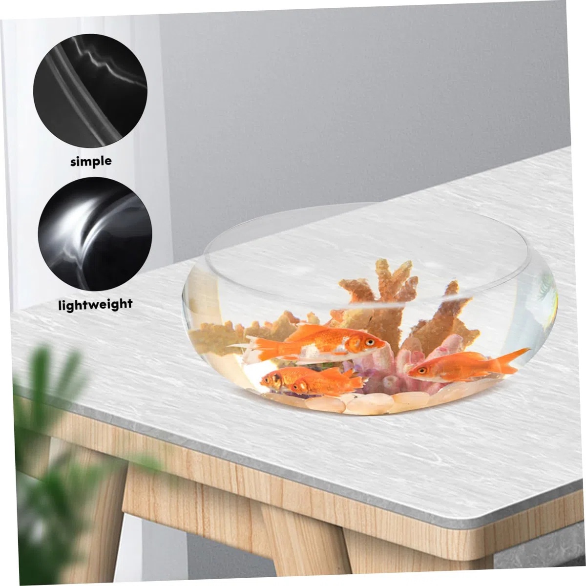 SUPVOX Pecera Redonda Transparente de para Oficina Cuenco Decorativo Multifuncional para Peces y Hidropónicas Acuario Pequeño Caídas para Escritorio