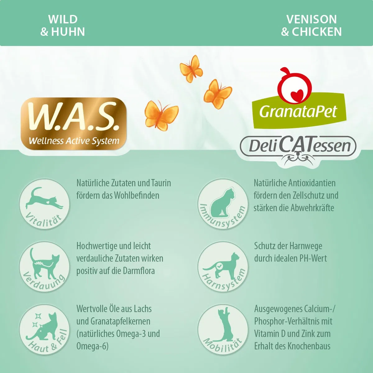 GranataPet Delicatessen Wild & Huhn Adult, alimento seco para Gatos, Sabroso alimento para Gatos, alimento Completo sin Cereales y sin azúcares, 9 kg | Pienso completo, sin cereales, sin azúcar, taurina, aceite de salmón y mejillón de labios verdes, fabri