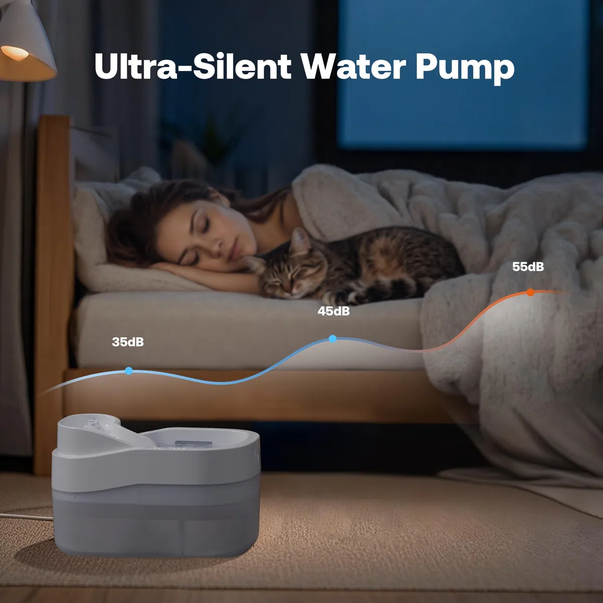 Dockstream - Fuente de agua para gatos, 3L/2,863.3 g, dispensador automático de agua para mascotas, para gatos, perros, beber con filtro de repuesto, bomba silenciosa, bandeja de acero inoxidable y