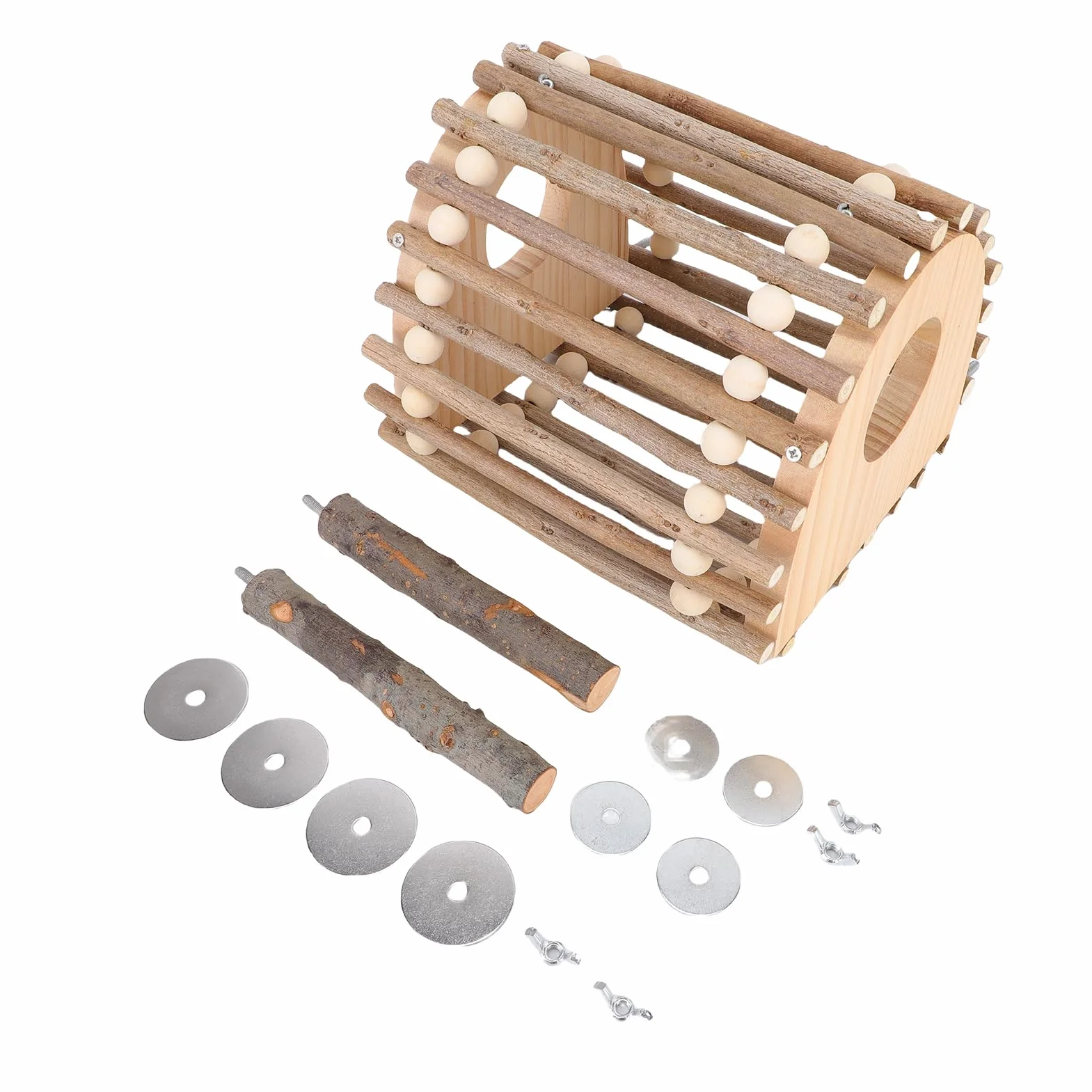 Topiky Innovador Juguete de Madera para Loros, Casa con Escalera de Escalada con Diseño de Doble Agujero para Juego Activo, para Entusiastas de Las Aves