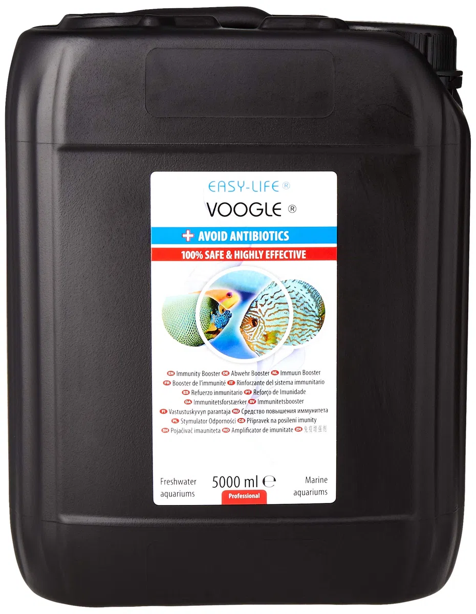 Easy-Life Voogle Acondicionador Preventivo Natural, Refuerza el Sistema Inmunitario y la Salud de los Peces, Sin Antibióticos, Apto para Agua Dulce y Salada, 5L
