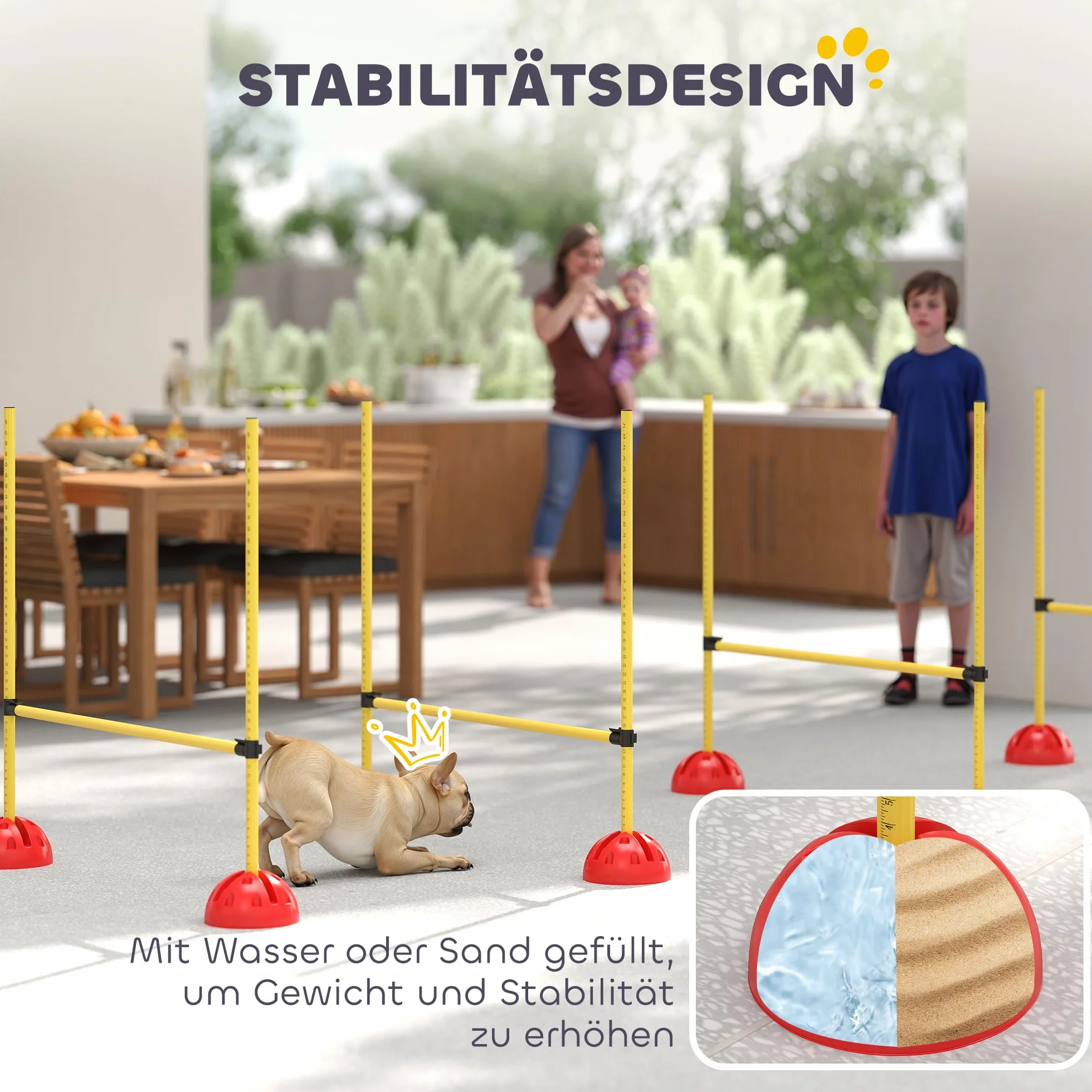 PawHut Agility Set Perros 5 Piezas rellenables Agilidad Equipo para el Entrenamiento del Perro Valla Conjunto con Vallas de Altura Ajustable Bolsa de Transporte Accesorios de Entrenamiento de