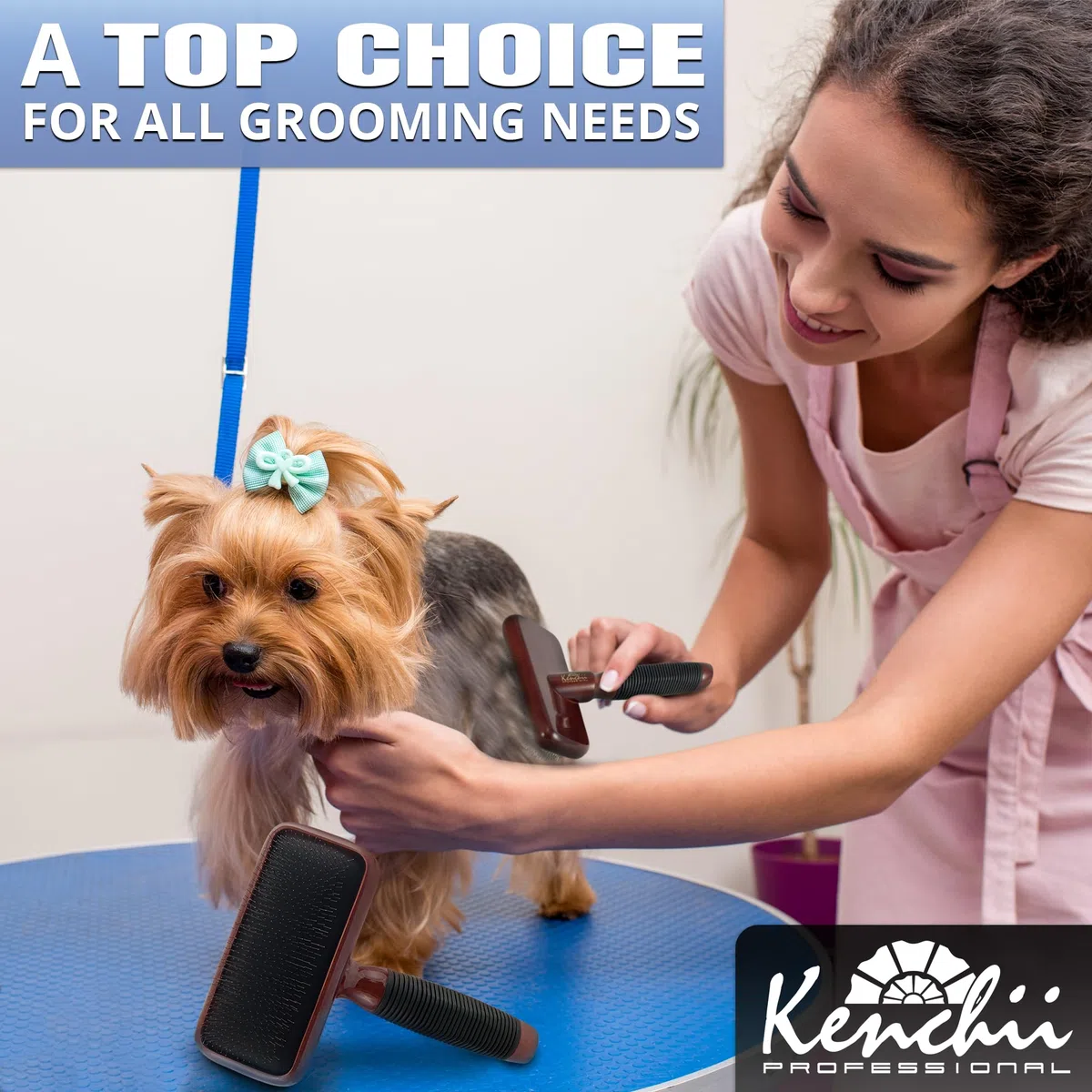 Kenchii Cepillo de aseo para mascotas para perros y gatos | Cepillo para perros y gatos para desprendimiento | Madera maciza, agarre antideslizante y cepillo para pelaje inferior para mascotas de pelo
