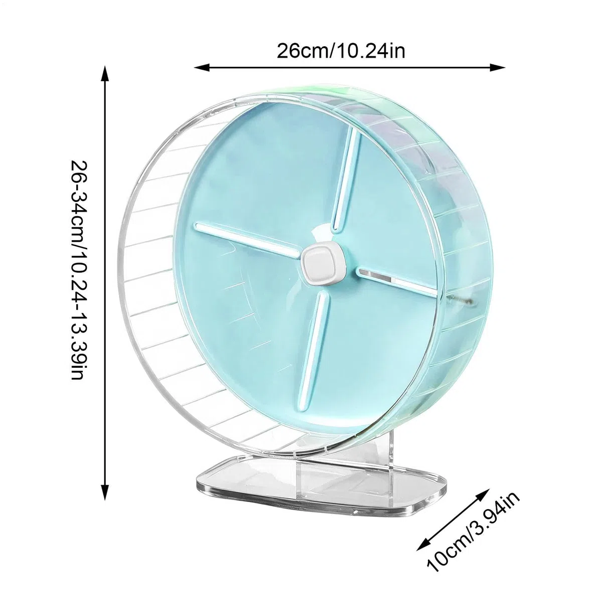 Rueda de hámster silenciosa rueda de 25,4 cm con soporte ajustable