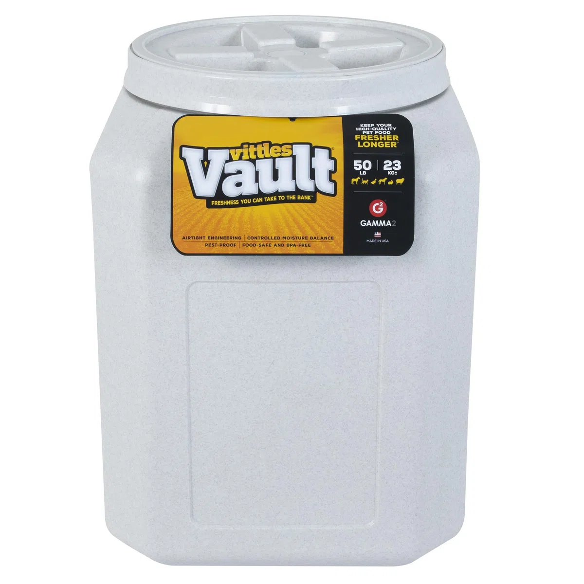 Gamma2 Vittles Vault Outback contenedor de almacenamiento de alimentos para mascotas, gris, 50 libras