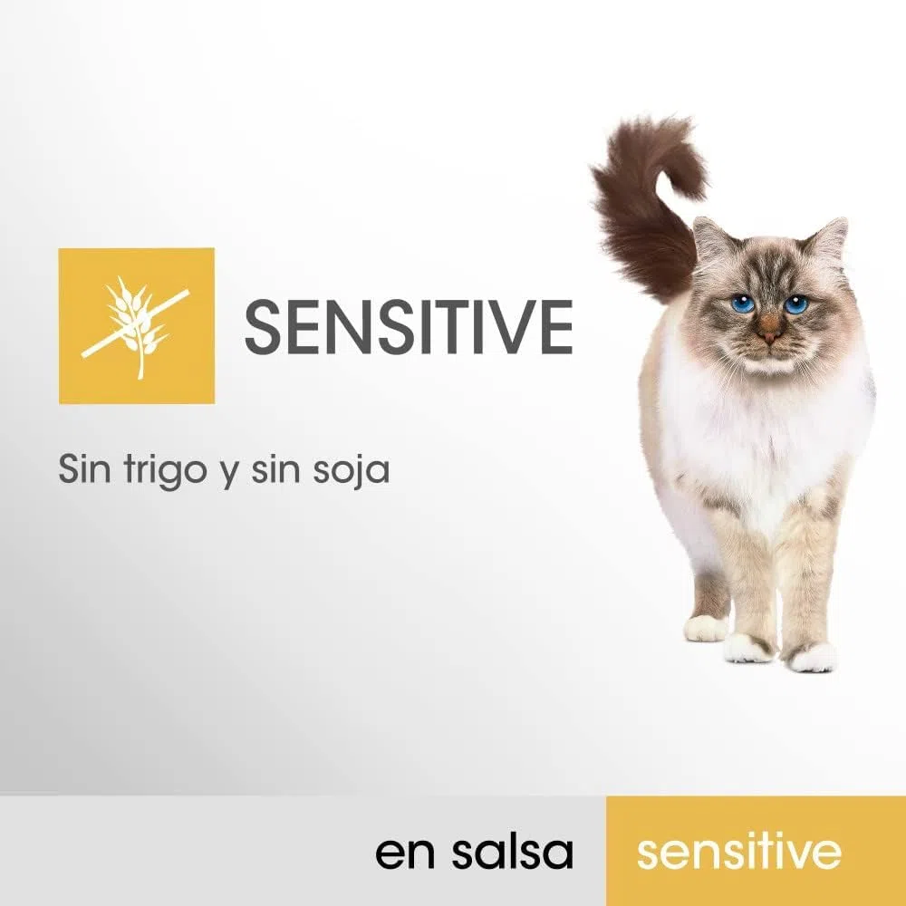 Sensitive Comida Húmeda para Gatos Esterilizados Sabor Pollo y Salmón (13 Paquetes x 4 bolsitas x 85g)