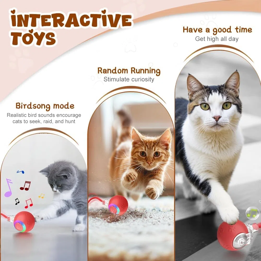 Juguetes interactivos para gatos, juguete multifuncional para gatos para uso doméstico, recargable para propietarios de mascotas, juguete portátil para gatos (rojo, azul y gris)