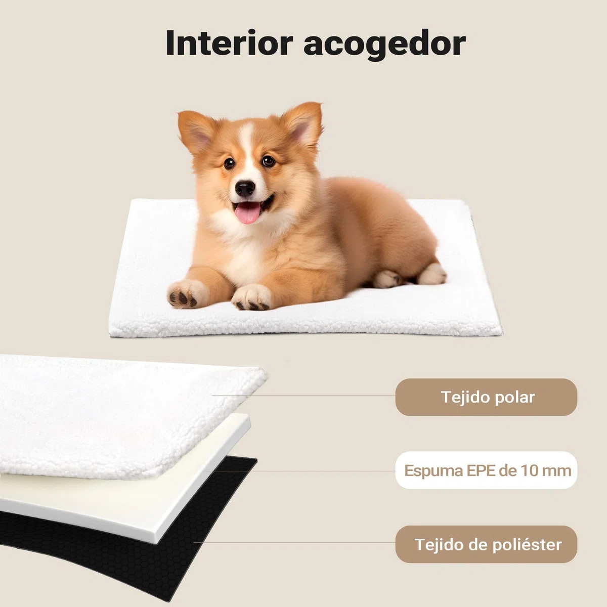 Wiltec Bolsa de Transporte Plegable Negra Mascotas Perro Gato, Talla XL (94x66x74cm), con cojín