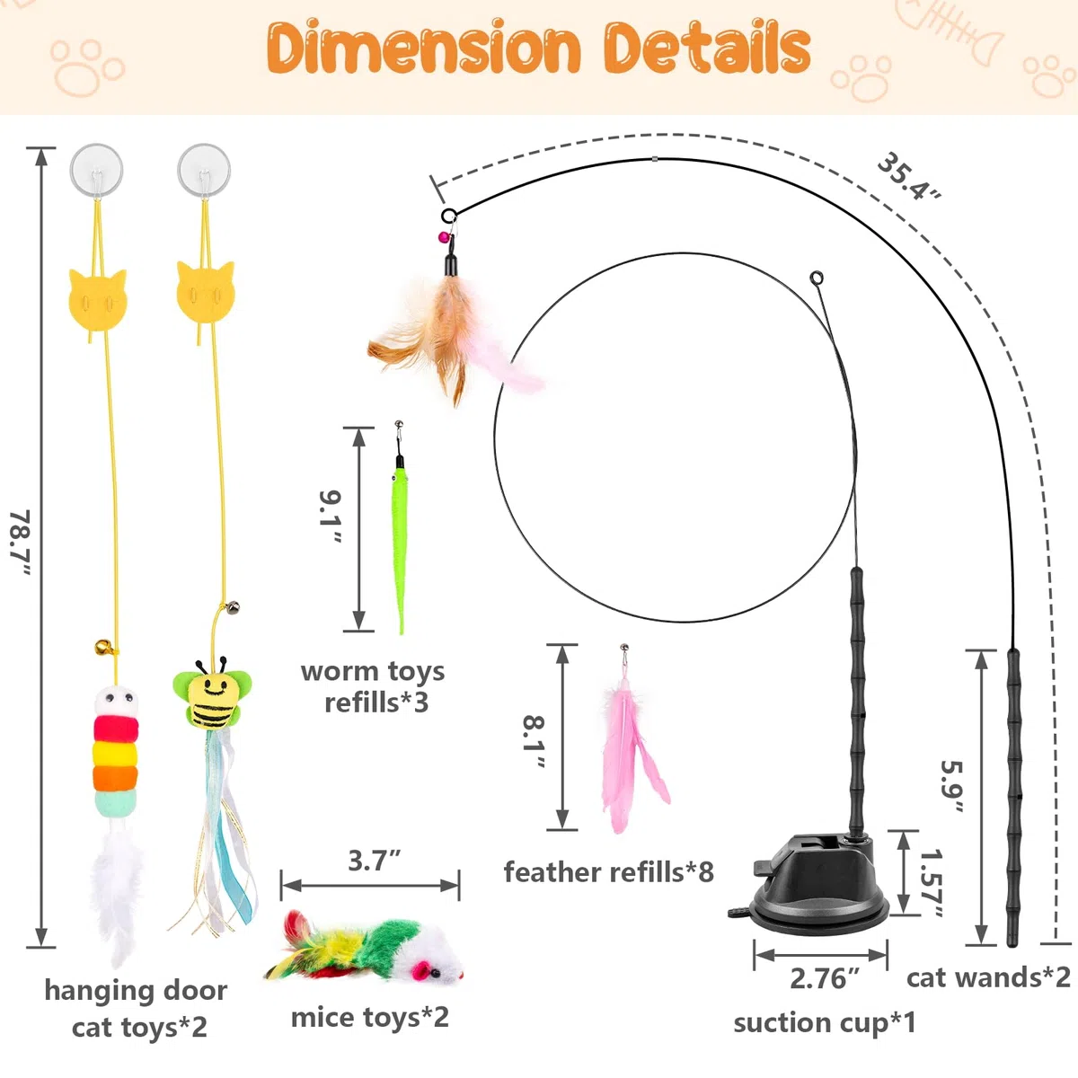 Depets Juguete de varita para gatos, 15 piezas de juguetes interactivos de plumas para gatos, juguete para gatos de interior, 2 modos de juego, varita de juguete para gatos, juguetes reutilizables con