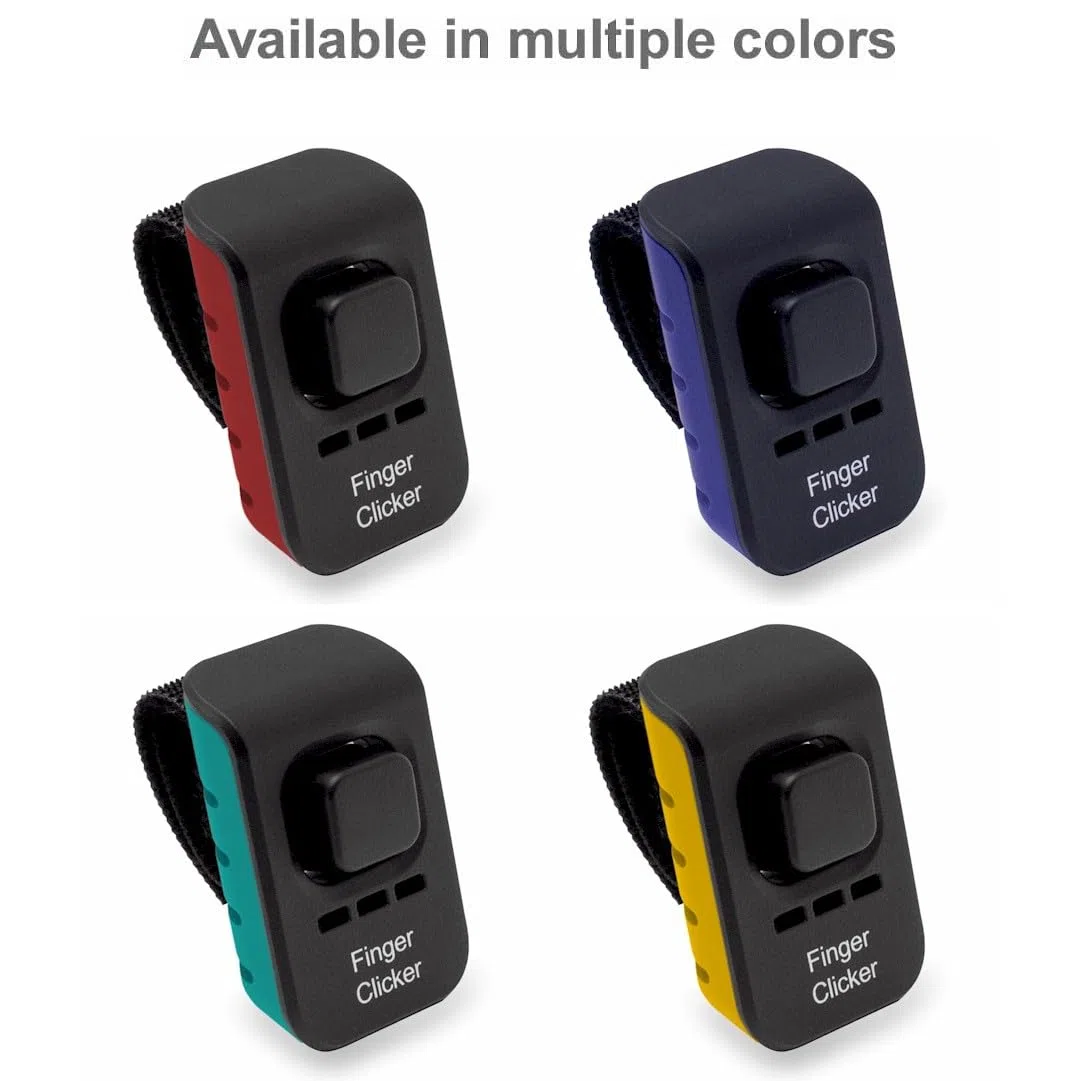 Educator Clicker de Dedo de Entrenamiento para Perros con Sonido Audible para Refuerzo Positivo, Comportamiento y obediencia Entrenador de Mascotas, Rojo | 4 niveles de sonido ajustables, correa de velcro para el dedo, clicker manual para entrenamiento de