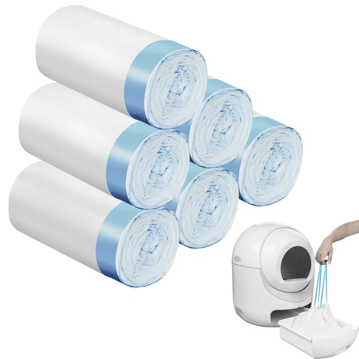 120 bolsas extragrandes para cajas de arena para gatos, bolsas para receptáculos de residuos para gatos Cleanpethome autolimpiante