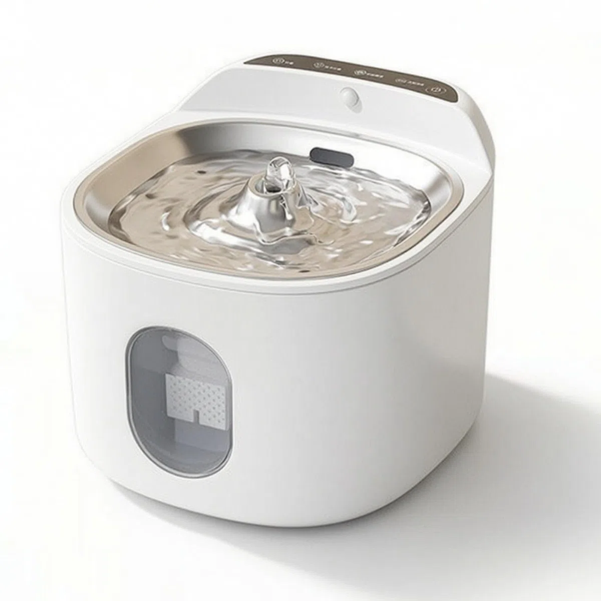 Abrevaro Inteligente Inteligente con Higiénico Fuente con Batería Recargable Portátil Fuente Banja Acero Inoxidable para Interiores, Blanco, Bebedero Inteligente