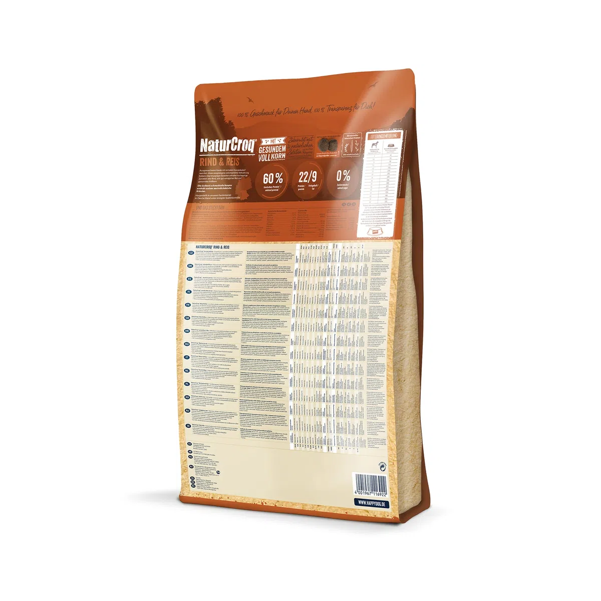 Happy Dog 60517 – NaturCroq – Carne y arroz – Alimento seco con Hierbas domésticas para Perros Adultos – 15 kg de Contenido