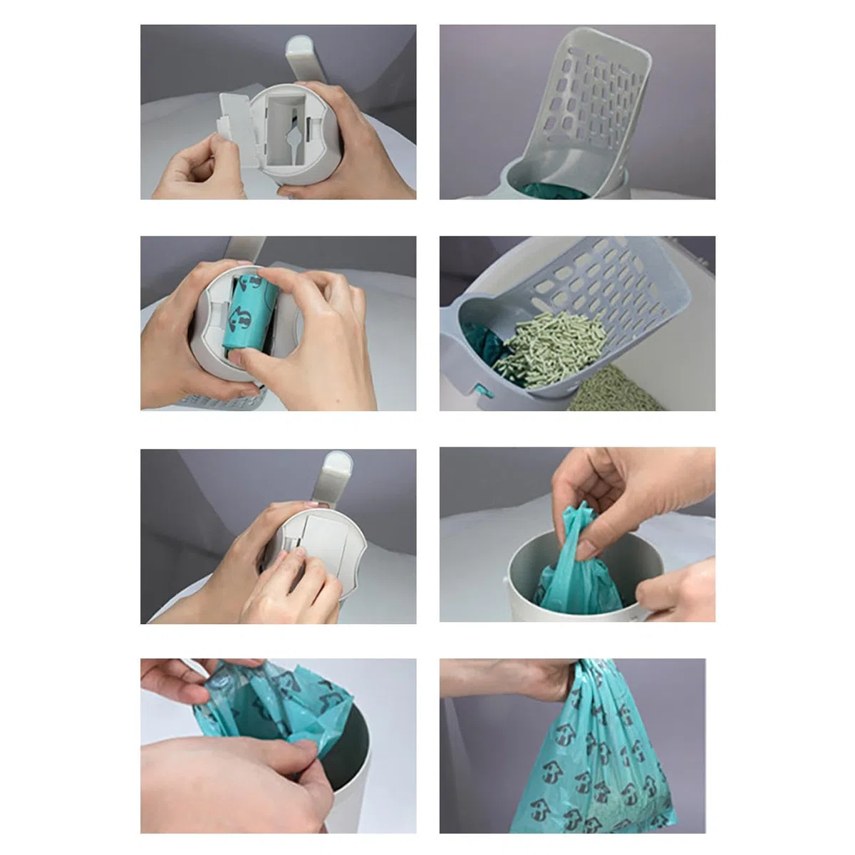 con 80 Bolsas de Repuesto y Pala for Arena for Gatos Profunda Desmontable integrada con contenedor(with 80 Count Refill Bags)