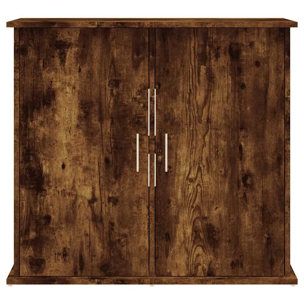 Soporte para acuario, madera de roble ahumado, 81 x 36 x 73 cm, con espacio de almacenamiento y puertas, armario inferior estable para acuario, estantería y almacenamiento de accesorios en el