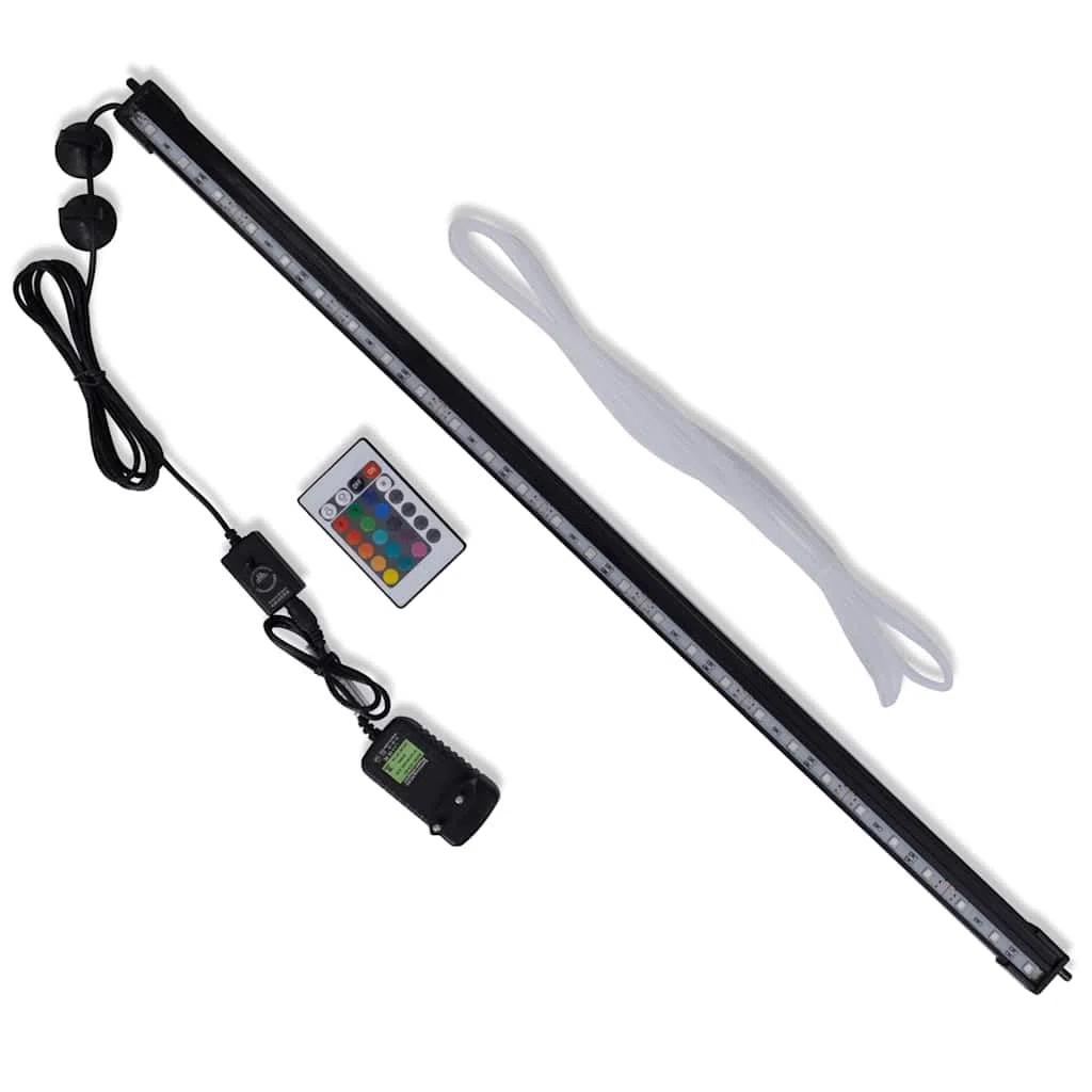 Iluminación LED para acuario, 71 cm, barra de luz RGB con mando a distancia, lámpara subacuática, cambio de color, IP67, resistente al agua