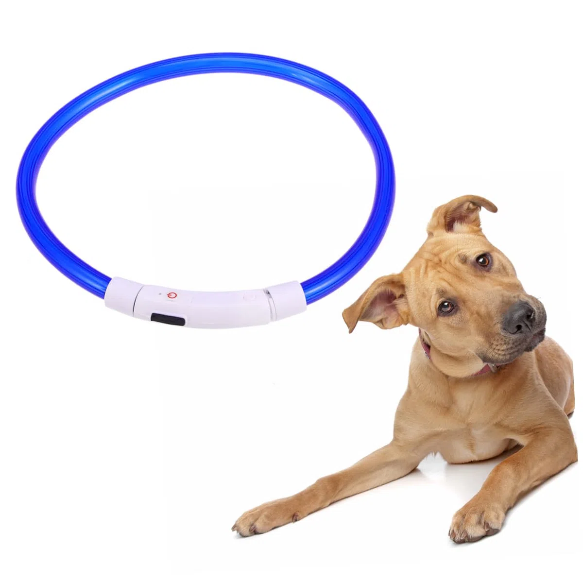 Angoily 3piezas Collar Led Recargable para Perros De Luz USB Modos De Parpadeo y Luz Fija para Paseos Nocturnos Seguridad para Mascotas Color Azul