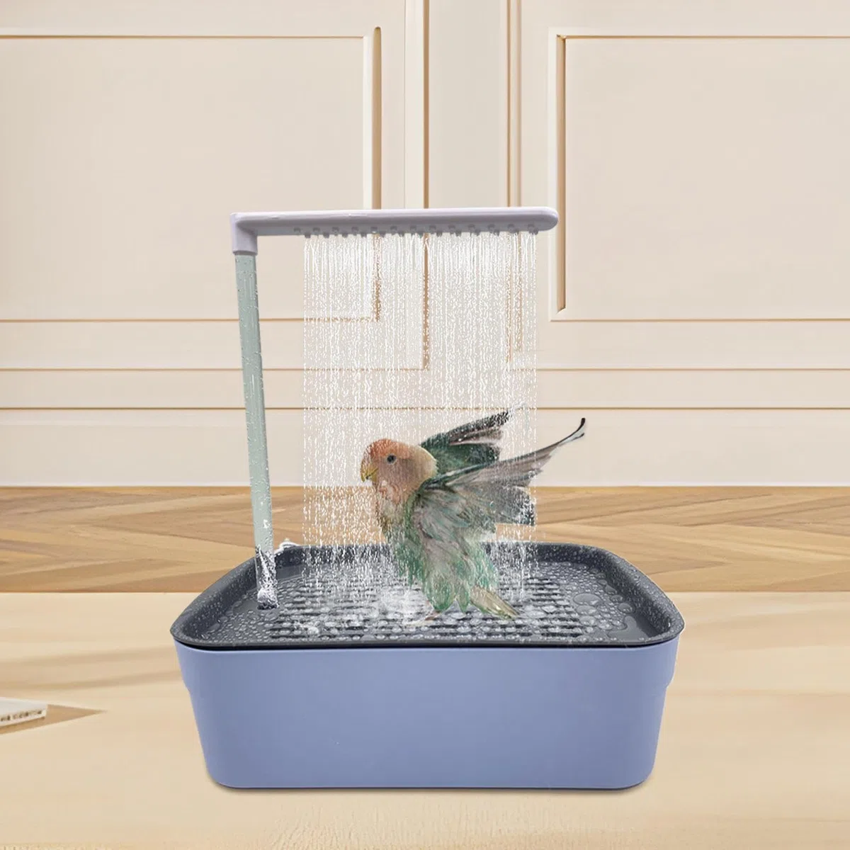 Bañera Automática para Aves Ducha De Baño Para Loros Con Fuente | Tina Eléctrica USB Para Aseo De Mascotas Pequeñas Y Medianas: Periquitos, Grises Africanos, Agapornis Y Cacatúas