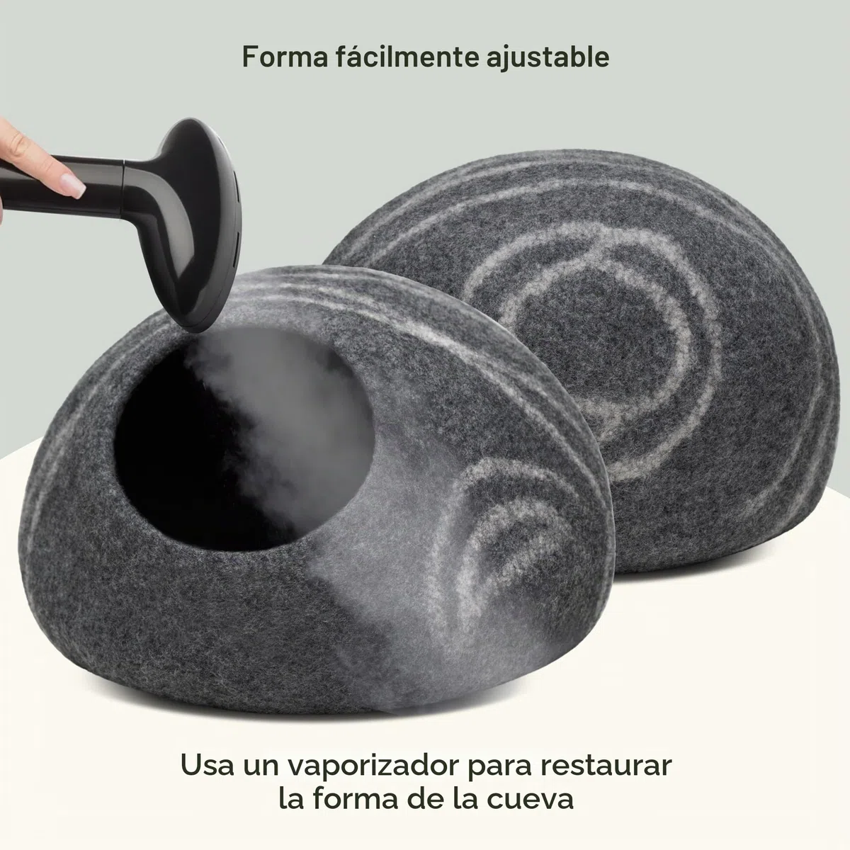 MEOWFIA Cueva de Cama para Gatos de Fieltro Premium - Cama Hecha a Mano 100% Lana Merino para Gatos y Gatitos (Tonos Oscuros) (Grande, ónix de Medianoche)